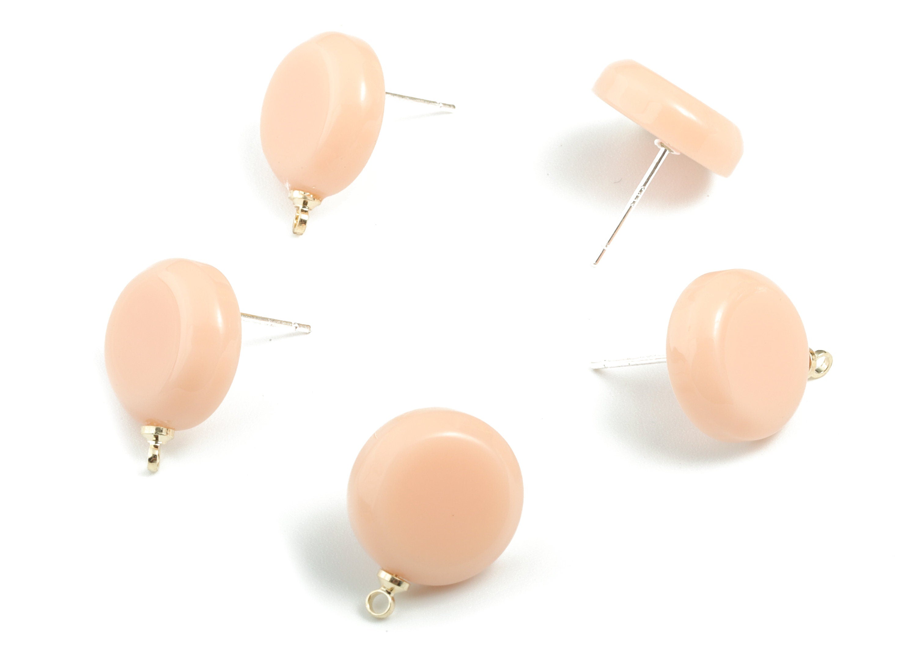 Acrylic Mini Circle Earring Stud - Mini Round Earring Post With Loop - Earring Post - Jewelry Supplies - 17.53x16.45x4.3mm - AC1962B - DOMEDBAZAAR