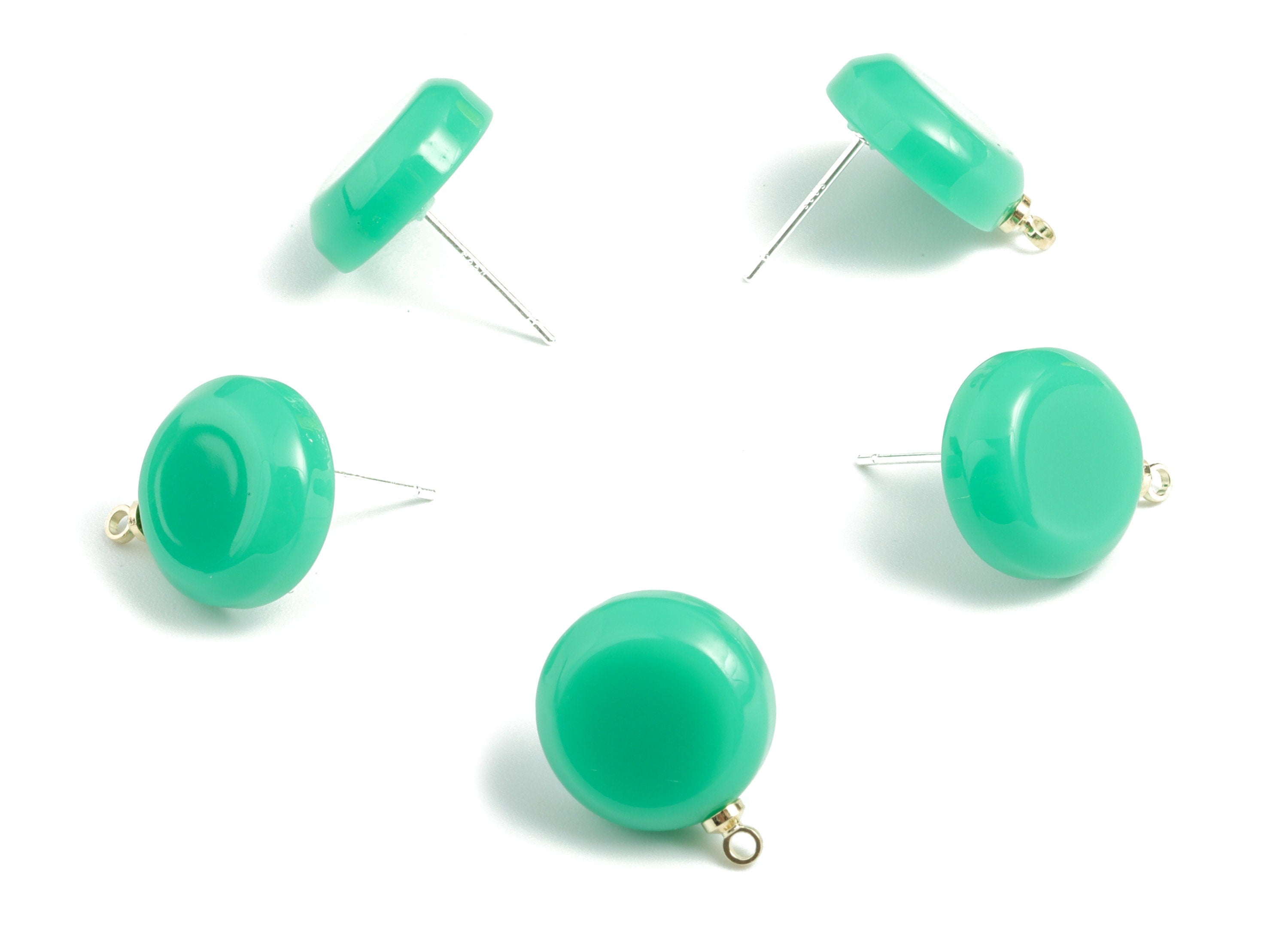 Acrylic Mini Circle Earring Stud - Mini Round Earring Post With Loop - Earring Post - Jewelry Supplies - 17.53x16.45x4.3mm - AC1962C - DOMEDBAZAAR