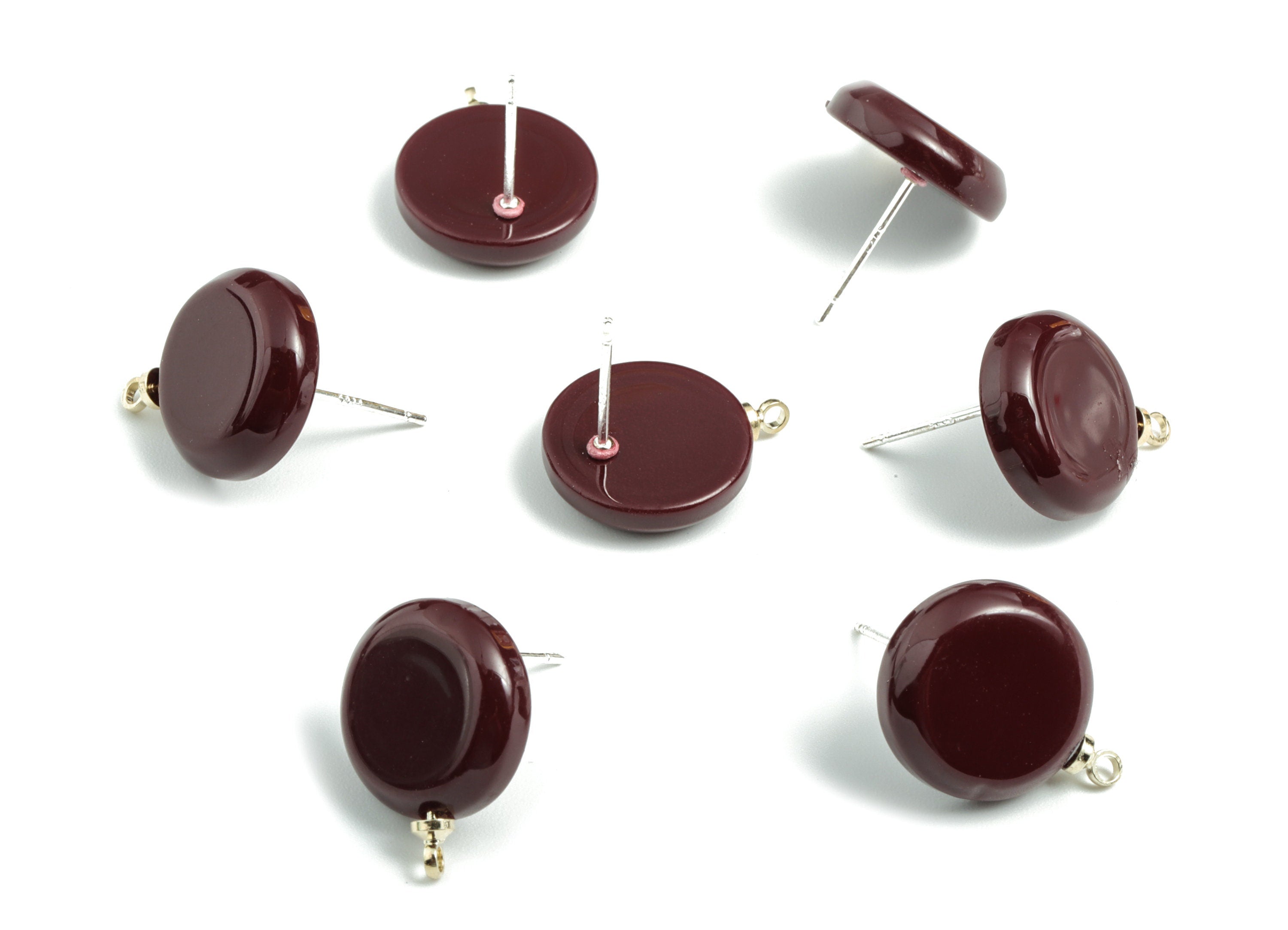 Acrylic Mini Circle Earring Stud - Mini Round Earring Post With Loop - Earring Post - Jewelry Supplies - 17.53x16.45x4.3mm - AC1962D - DOMEDBAZAAR