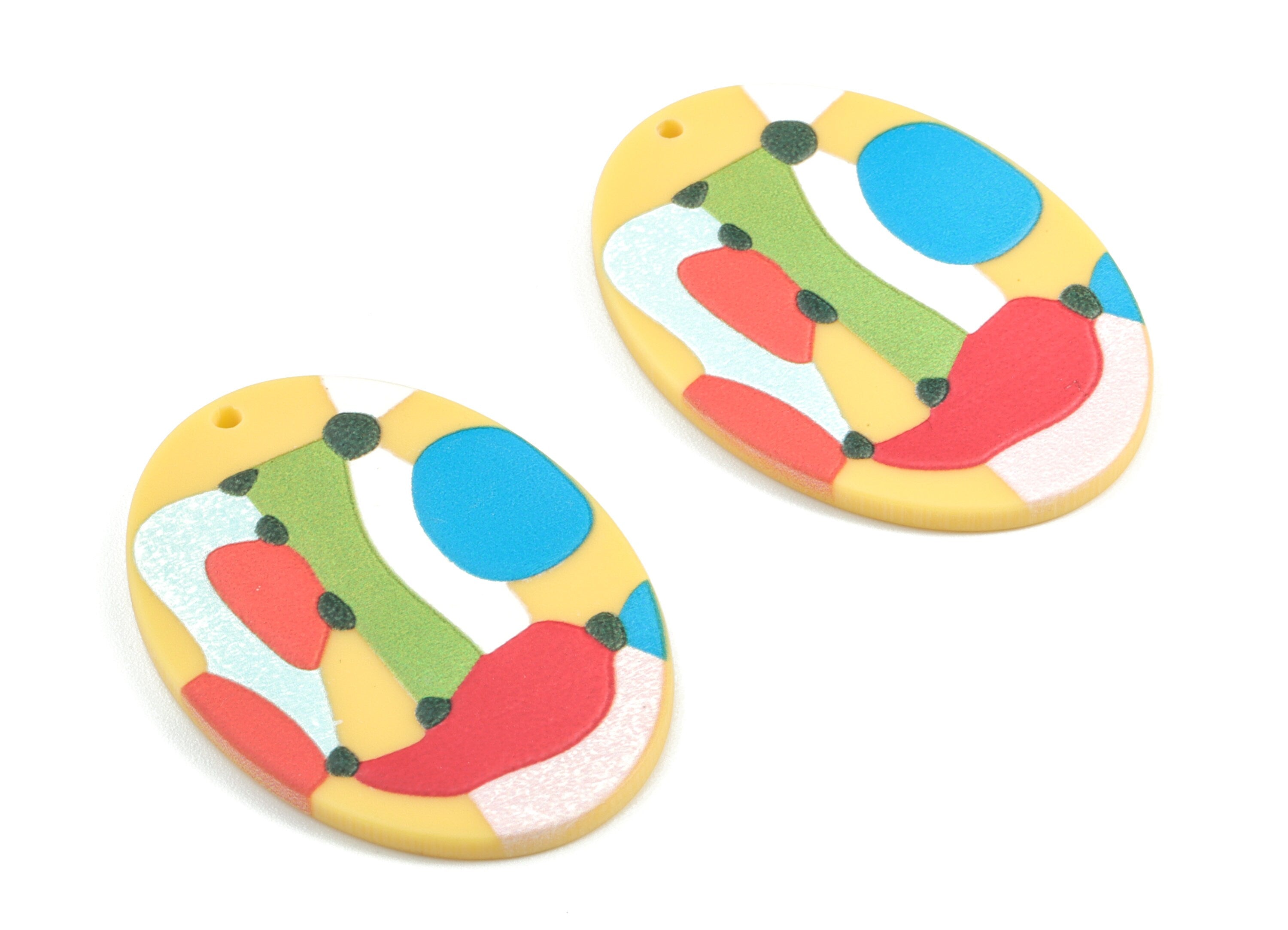 Acrylic Oval Earring Charms - Acrylic Oval Earrings - Earring Findings - Jewelry Supplies - 40.51x28.47x2.76mm - AC1974A - DOMEDBAZAAR