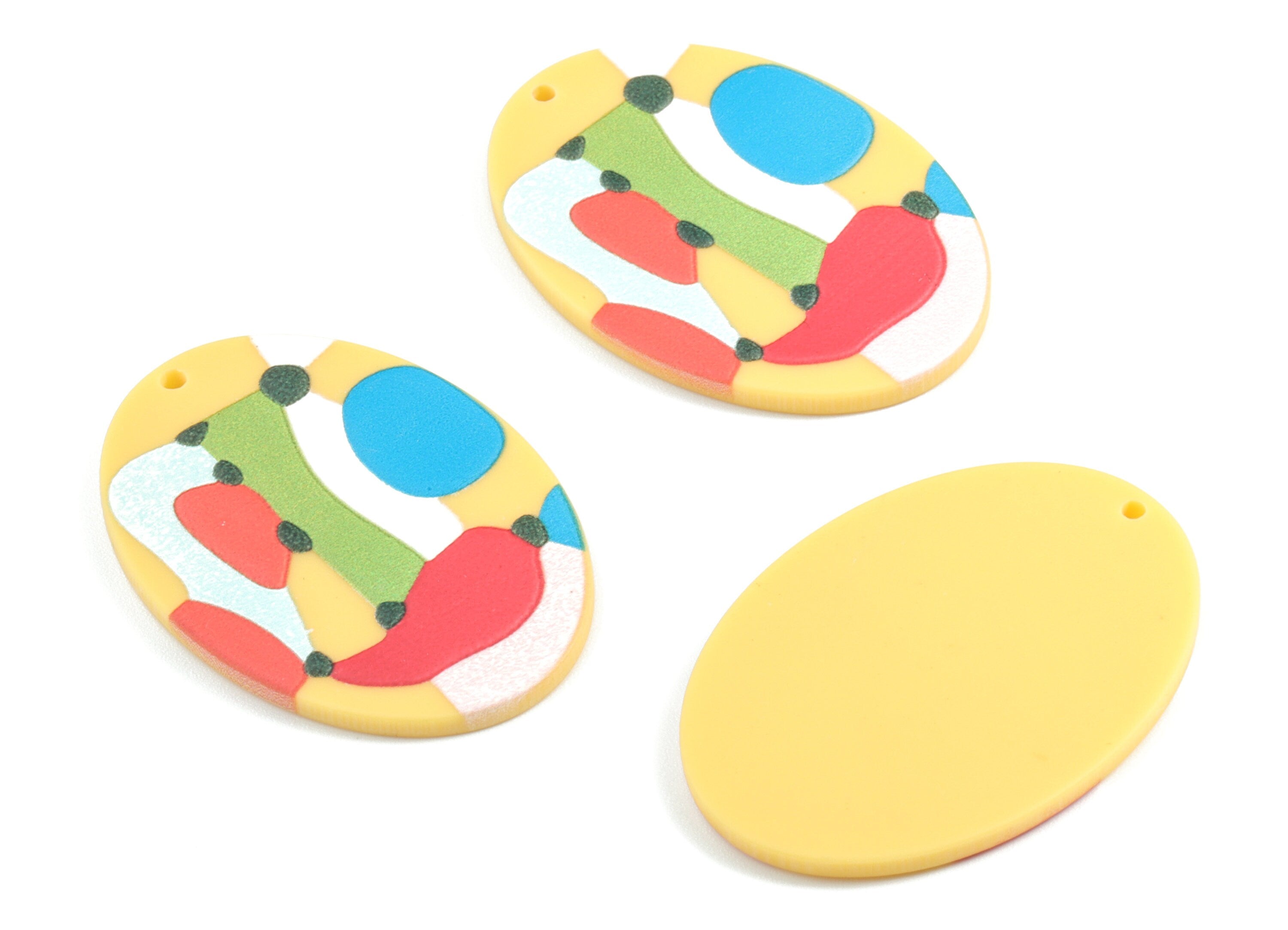 Acrylic Oval Earring Charms - Acrylic Oval Earrings - Earring Findings - Jewelry Supplies - 40.51x28.47x2.76mm - AC1974A - DOMEDBAZAAR