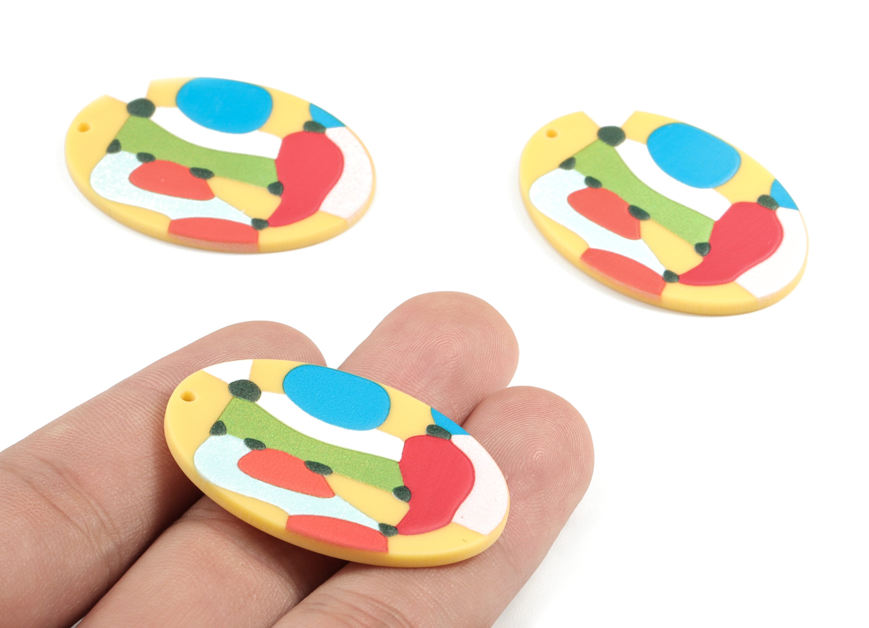 Acrylic Oval Earring Charms - Acrylic Oval Earrings - Earring Findings - Jewelry Supplies - 40.51x28.47x2.76mm - AC1974A - DOMEDBAZAAR