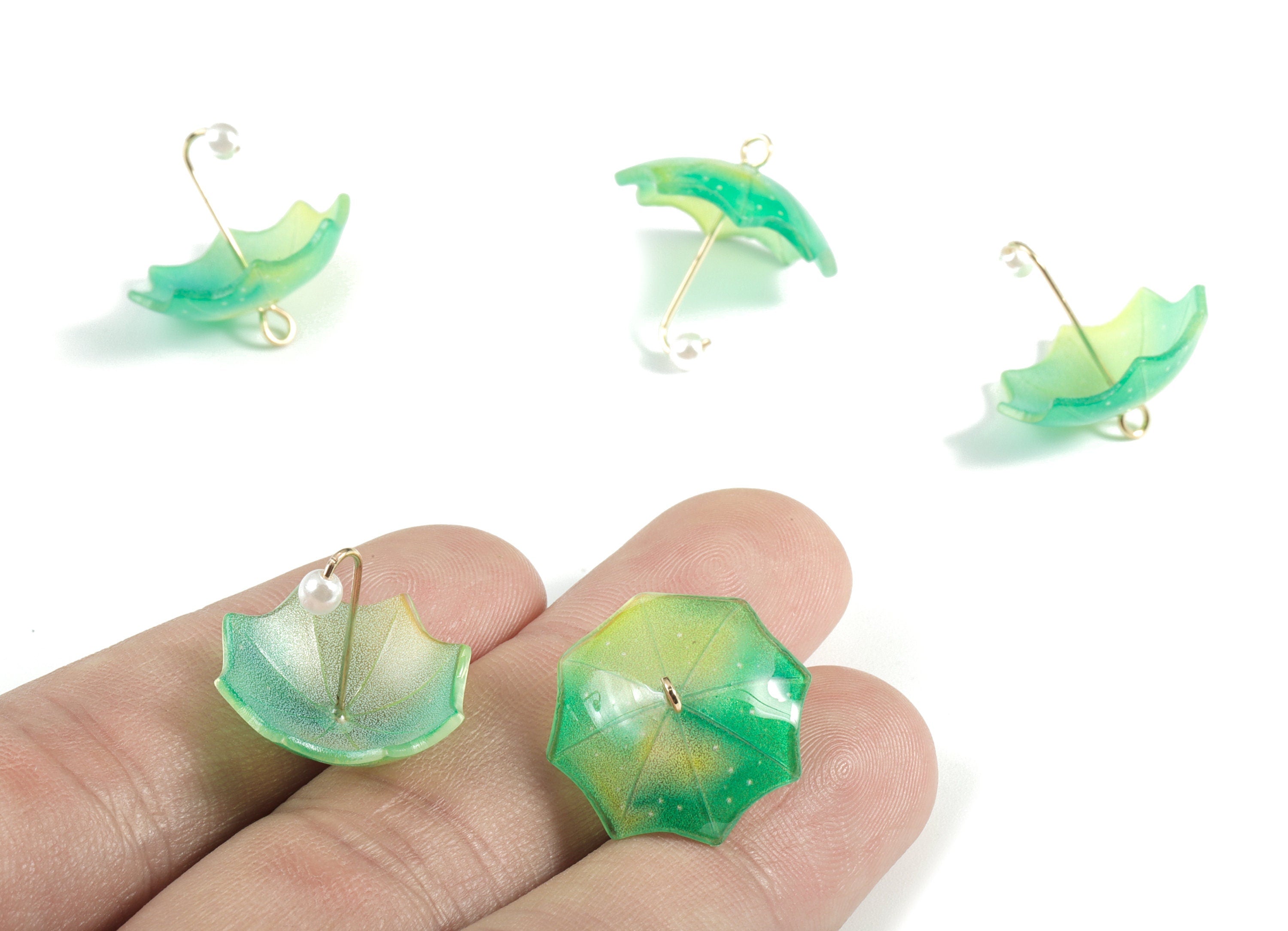 Acrylic Umbrella Earring Charms - Acrylic Umbrella Pendant - Earring Findings - Jewelry Supplies - 18.82x20.75x8.28mm - AC1983C - DOMEDBAZAAR