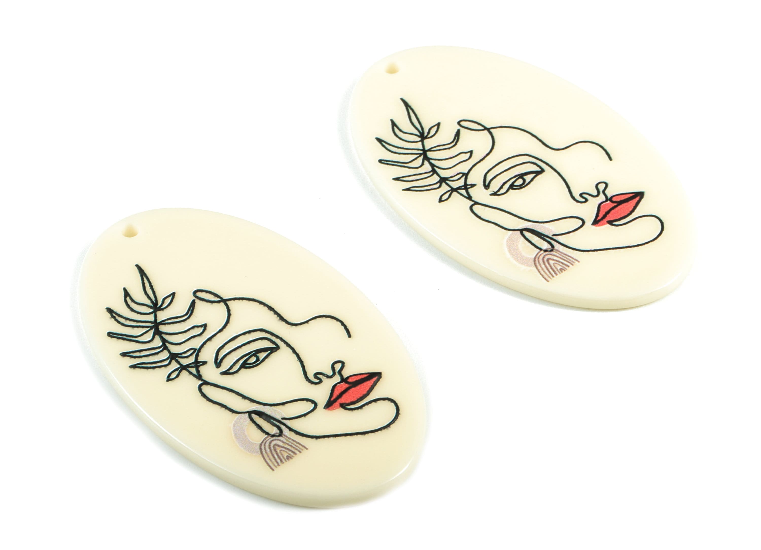 Acrylic Head Earring Charms - Acrylic Oval Face Pendant - Earring Findings - Jewelry Supplies - 52.64x31.89x2.53mm - AC1986 - DOMEDBAZAAR