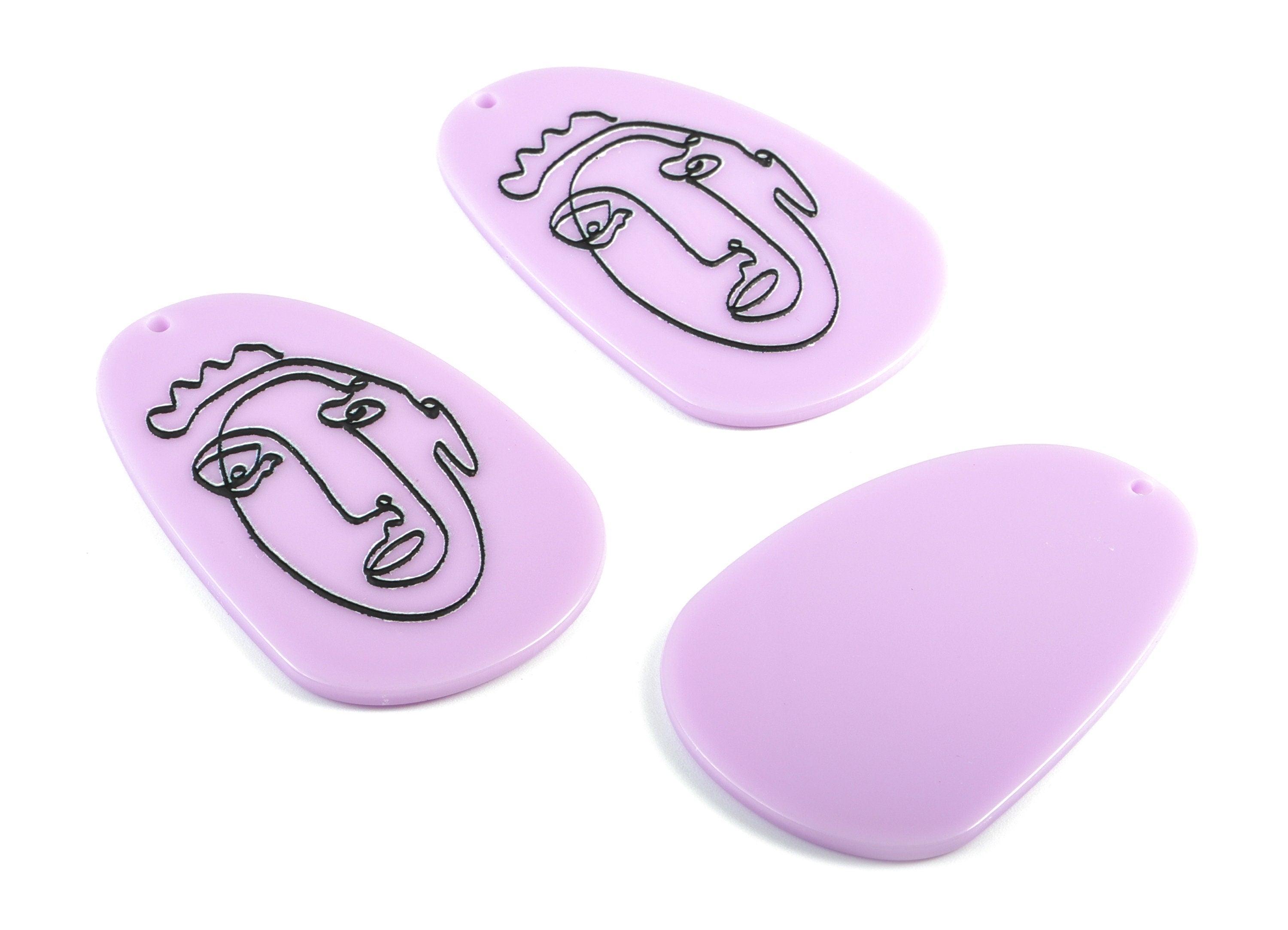Acrylic Head Earring Charms - Acrylic Oval Face Pendant - Earring Findings - Jewelry Supplies - 54.17x35.49x2.22mm - AC1987 - DOMEDBAZAAR