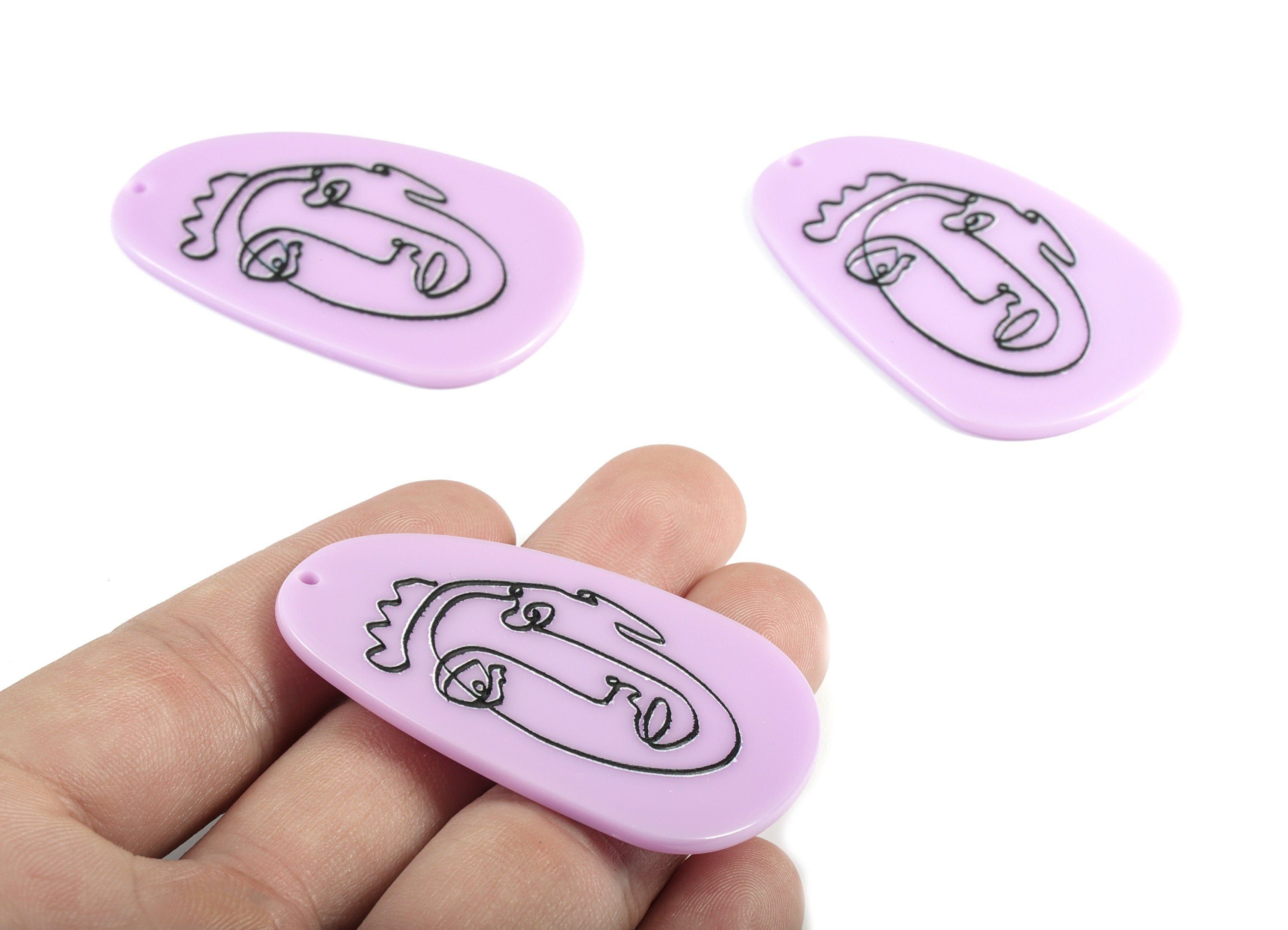 Acrylic Head Earring Charms - Acrylic Oval Face Pendant - Earring Findings - Jewelry Supplies - 54.17x35.49x2.22mm - AC1987 - DOMEDBAZAAR