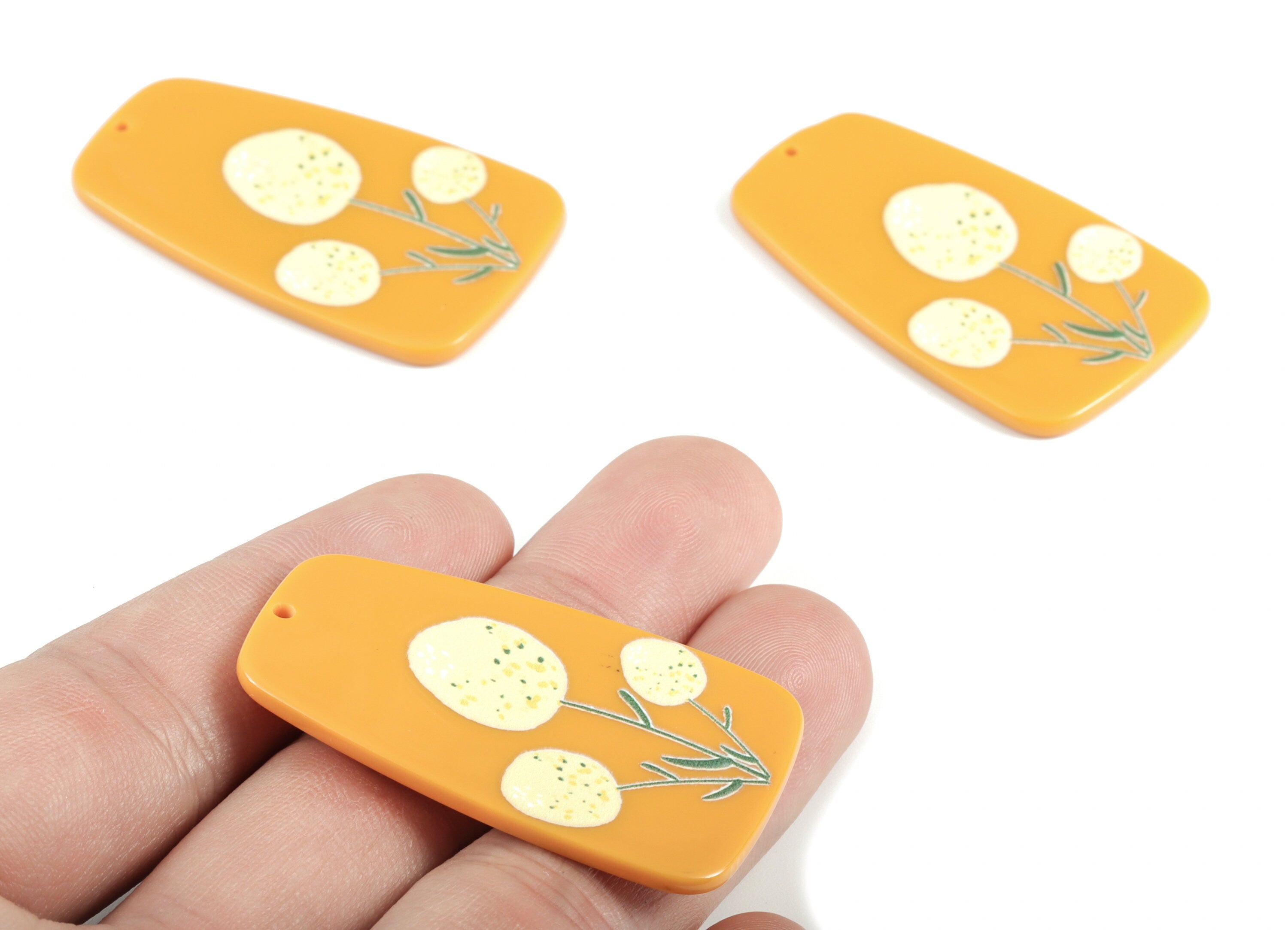 Acrylic Flower Earring Charms - Acrylic Geometry Pandant - Earring Findings - Jewelry Supplies - 45.52x27.77x2.42mm - AC2007 - DOMEDBAZAAR