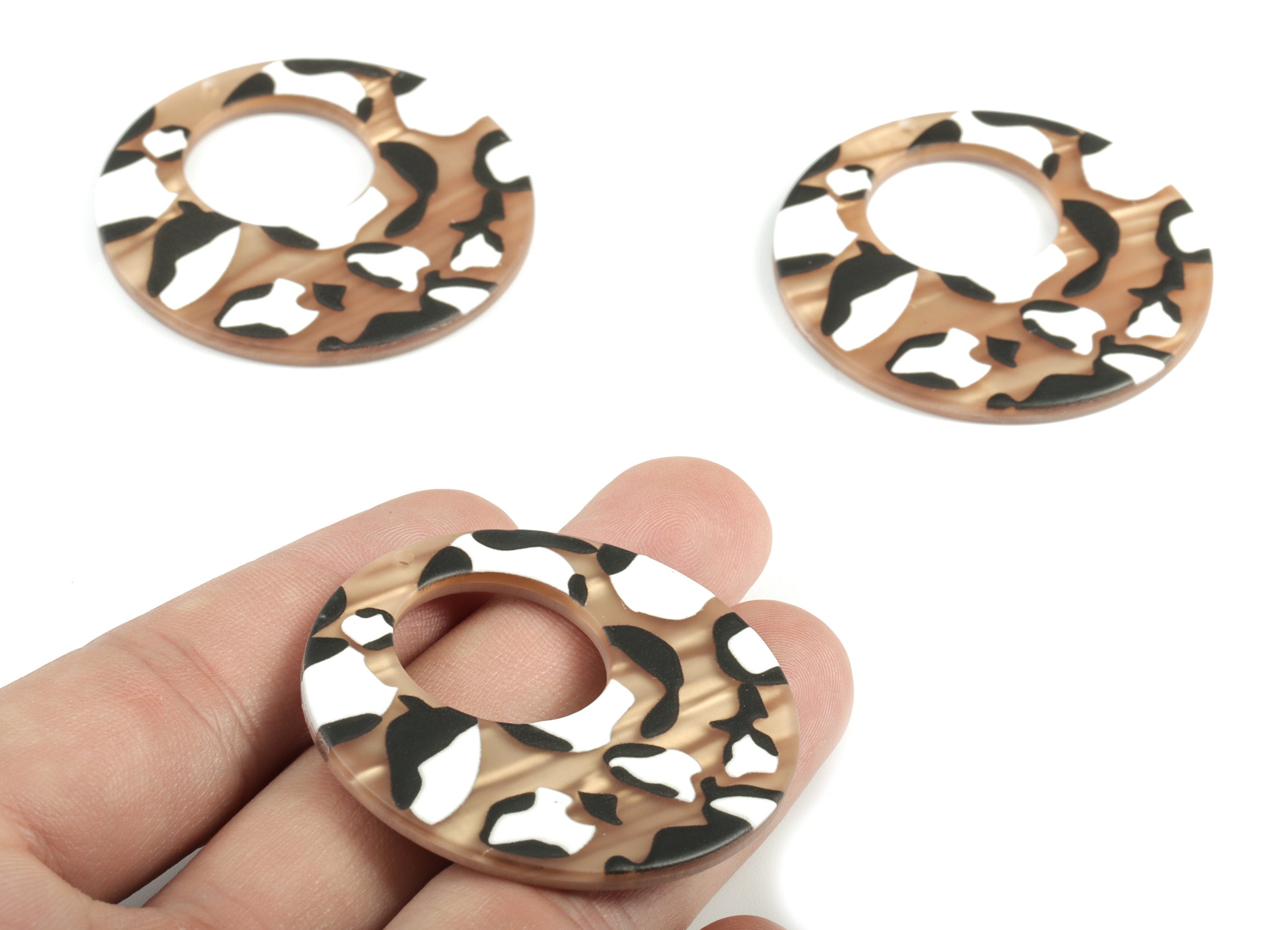 Acrylic Round Earring Charms - Acrylic Circle Pandant - Earring Findings - Jewelry Supplies - 44.76x44.6x2.63mm - AC2014 - DOMEDBAZAAR