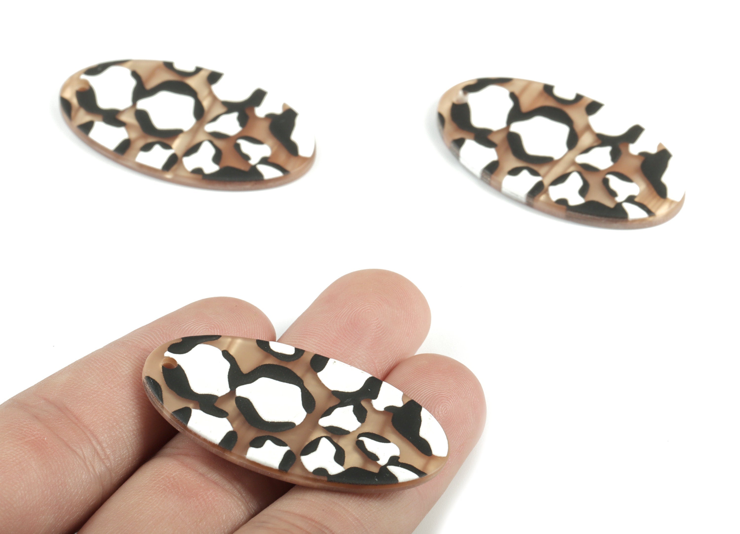 Acrylic Oval Earring Charms - Acrylic Oval Pandant - Earring Findings - Jewelry Supplies - 44.67x25.5x2.7mm - AC2012 - DOMEDBAZAAR