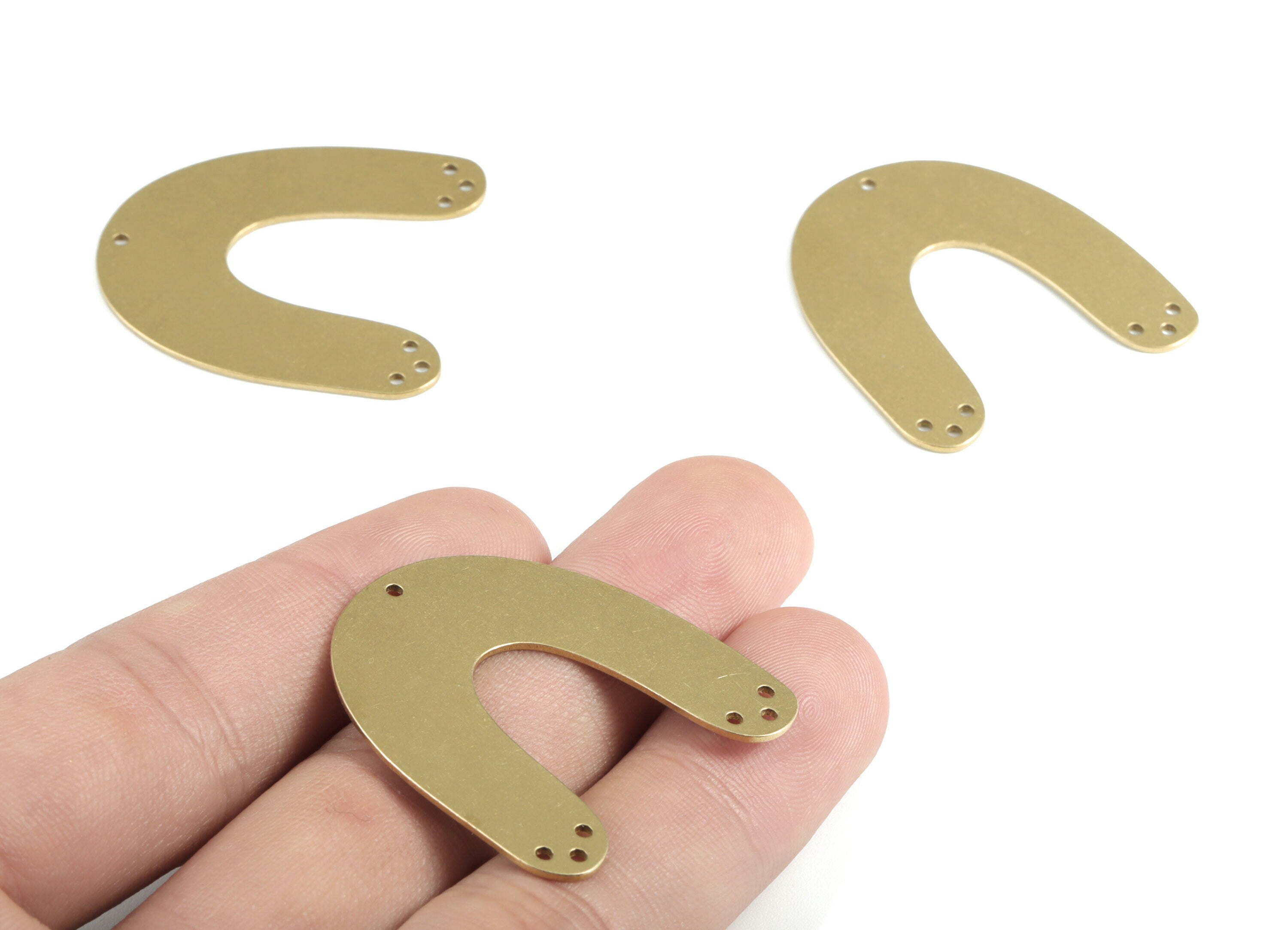 Personalized stamping blank - Brass U Earring Connector - Raw Brass U Earrings Charms - 7 Holes - 34.51x33.06x0.83mm - PPM3014 - DOMEDBAZAAR