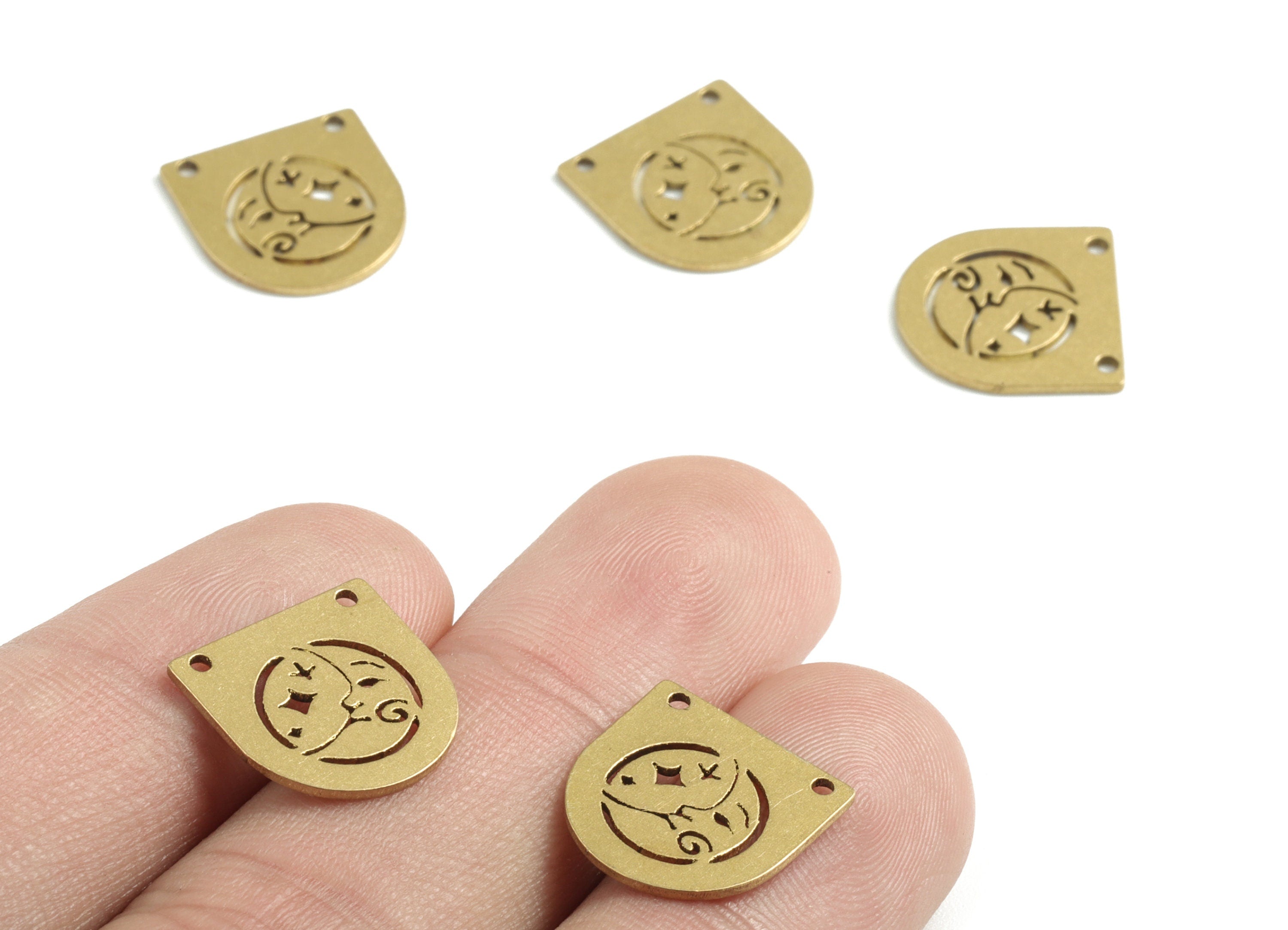 Brass Half Moon Earring Charms - Raw Brass Semi circle Earring - Earrings Finding - Jewelry Supplies - 13.97x13.56x0.81mm - PPM2910 - DOMEDBAZAAR