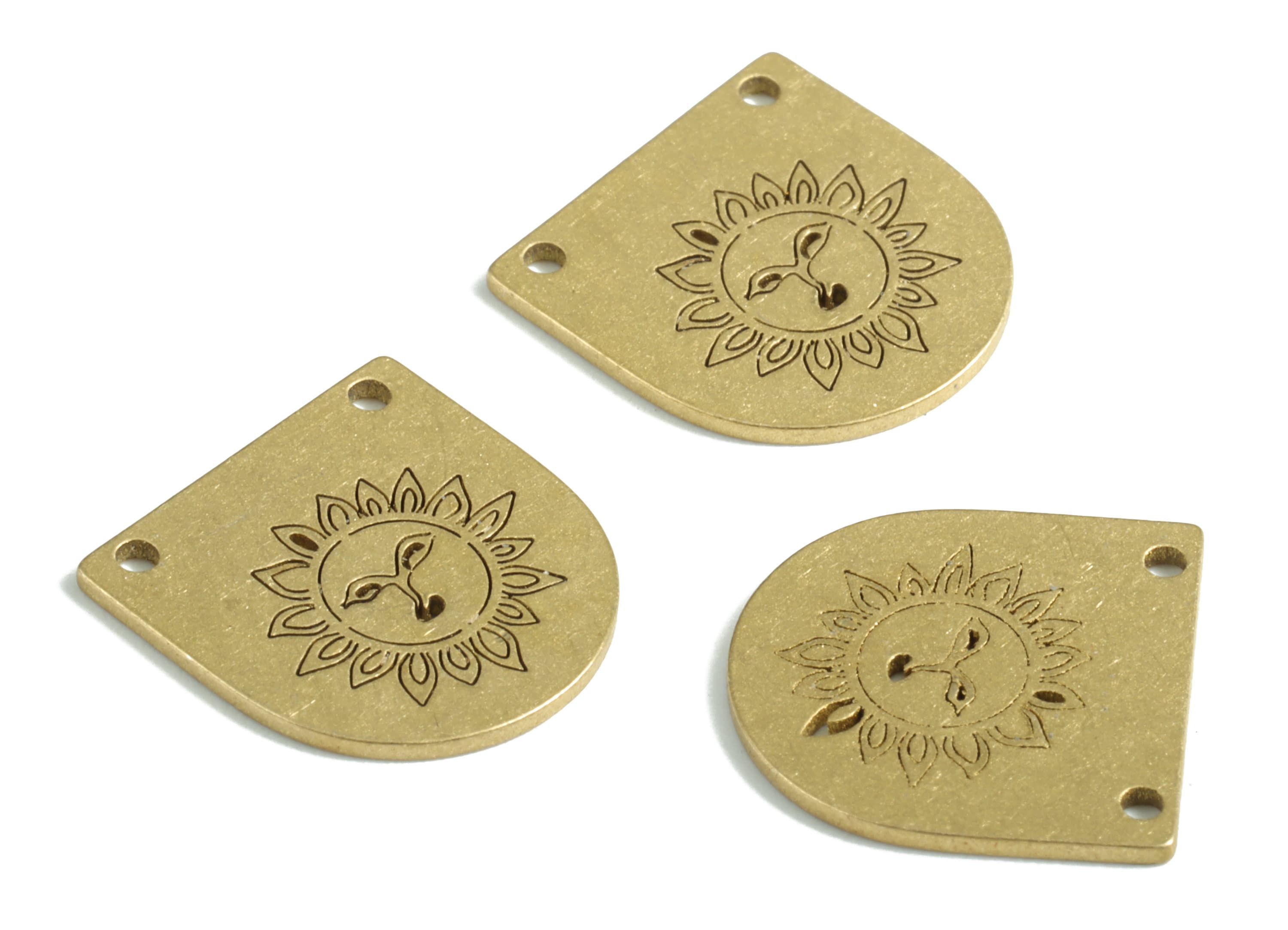 Brass D Sun Earring Connector - Raw Brass Sun Earring Charms - Earrings Finding - Jewelry Supplies - 14.02x13.64x0.82mm - PPM2976 - DOMEDBAZAAR