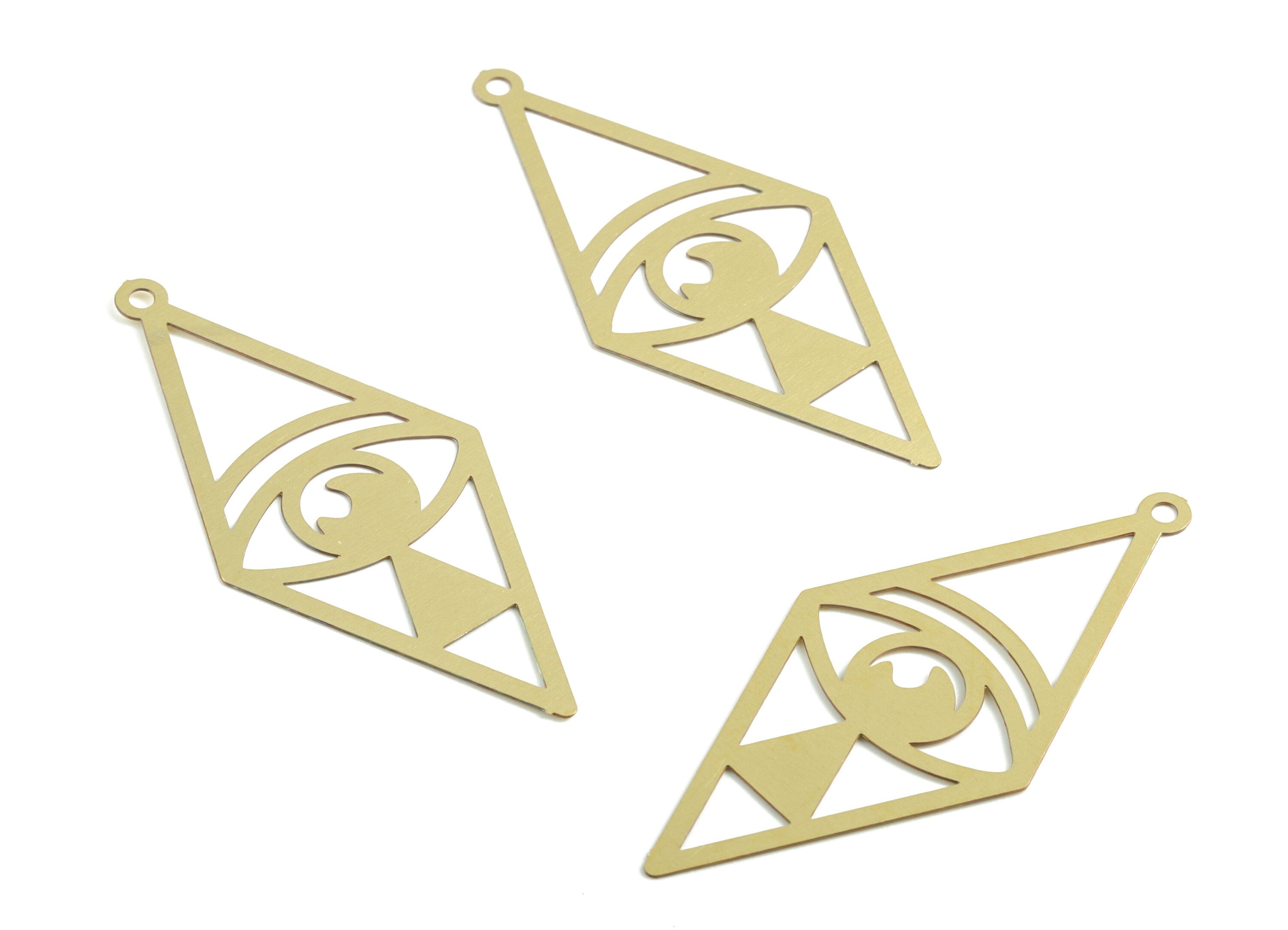 Brass Rhombus Eye Earring Charms - Raw Brass Diamond Pendant - Earring Findings - Jewelry Supplies - 47.7x21.46x0.3mm - JJB6311 - DOMEDBAZAAR