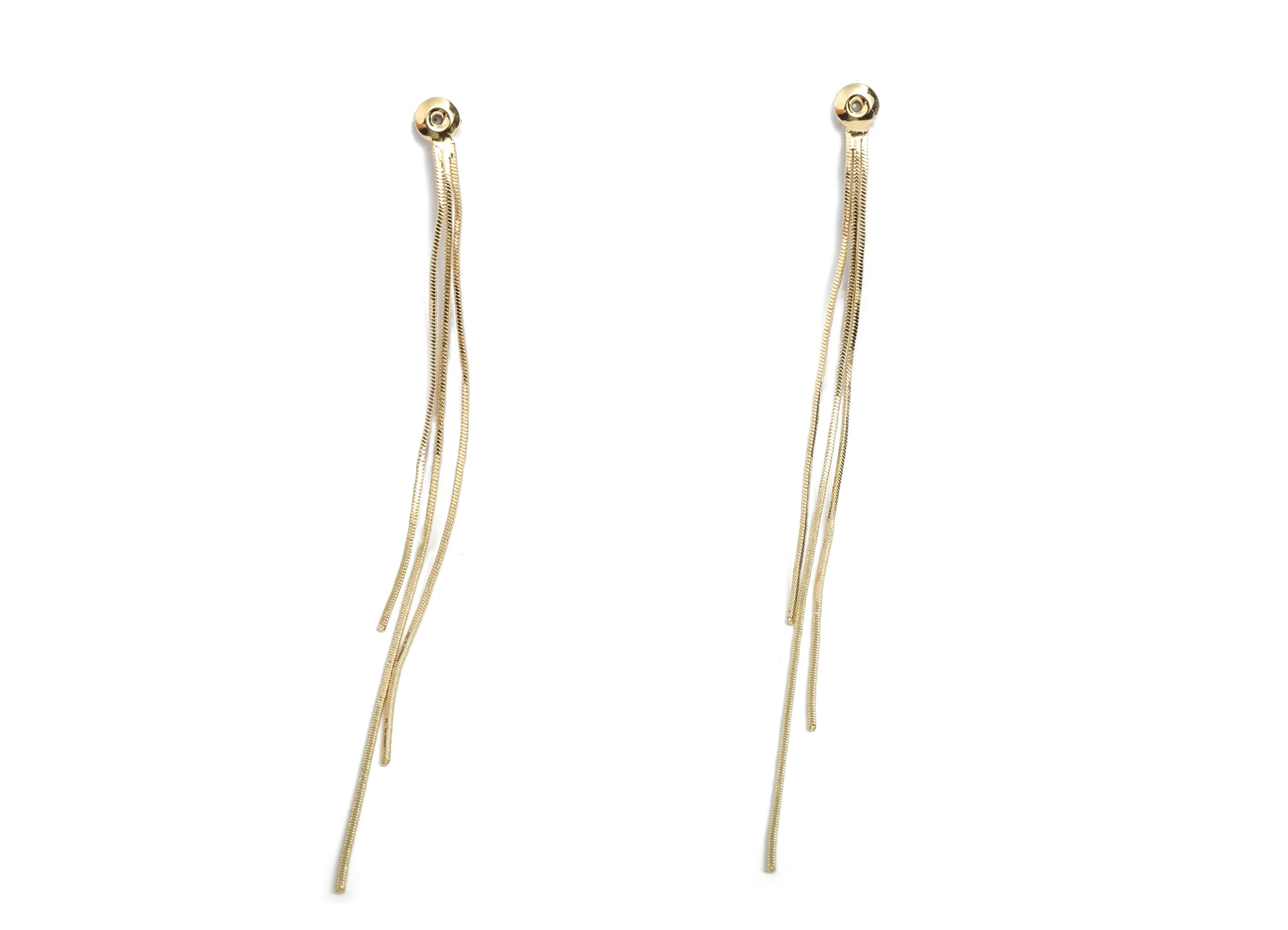 Brass Chain Tassel Earring Stopper - Gold Chain Tassel Stopper - 18K Real Gold Plated Brass Snake Chains - 103.66x6.19x5.1mm - RGP2716 - DOMEDBAZAAR
