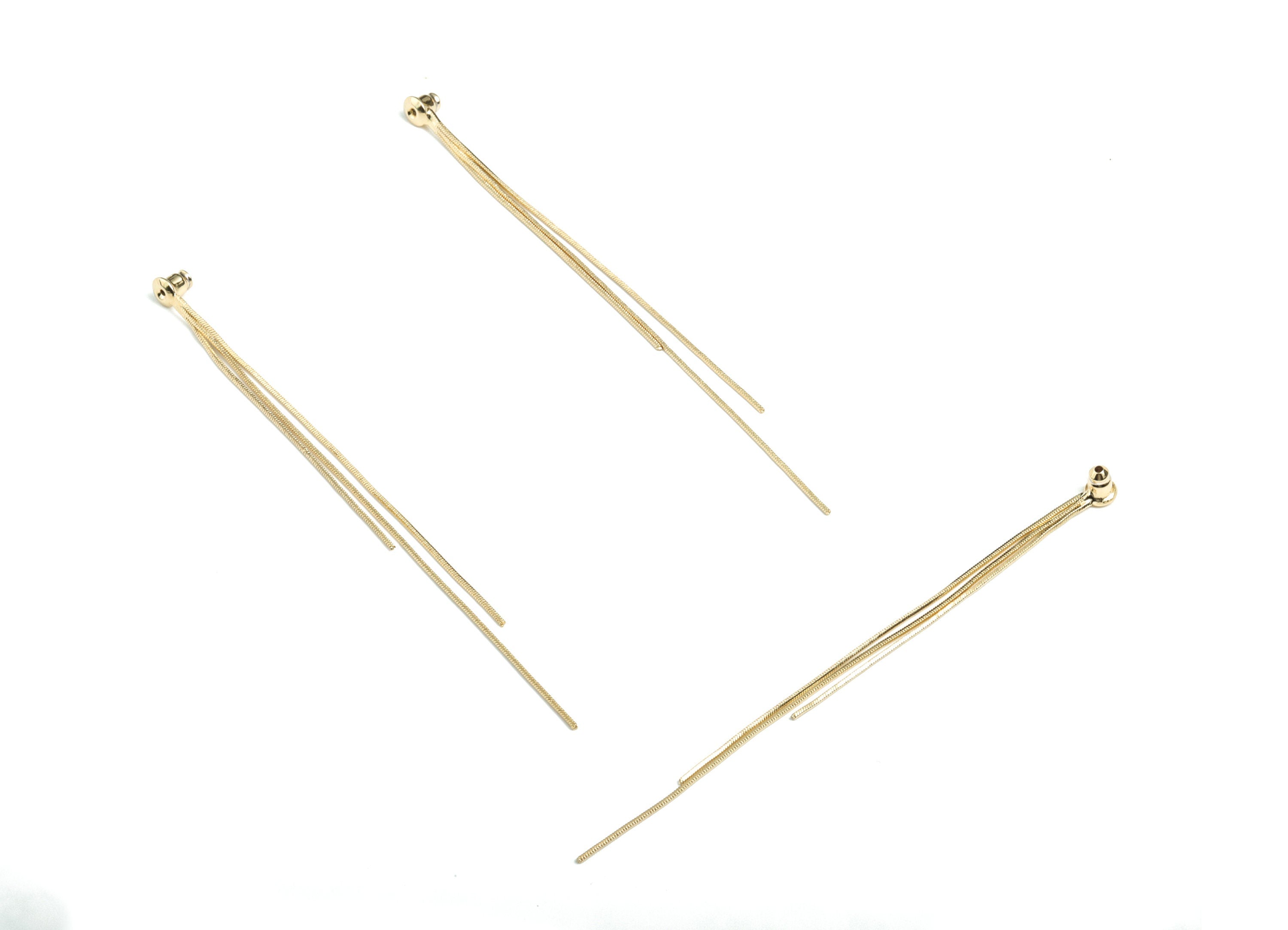 Brass Chain Tassel Earring Stopper - Gold Chain Tassel Stopper - 18K Real Gold Plated Brass Snake Chains - 103.66x6.19x5.1mm - RGP2716 - DOMEDBAZAAR
