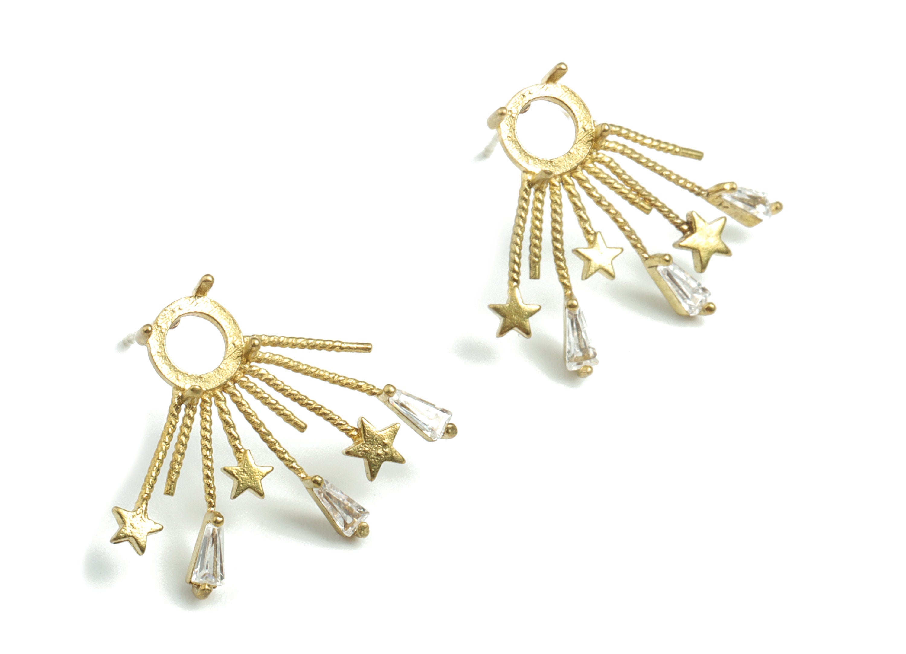 Brass Stars Earring Stud - Raw Brass Wires Earring Post - Earring Post - Jewelry Supplies - 25.72x15.09x3.33mm - PPME343 - DOMEDBAZAAR