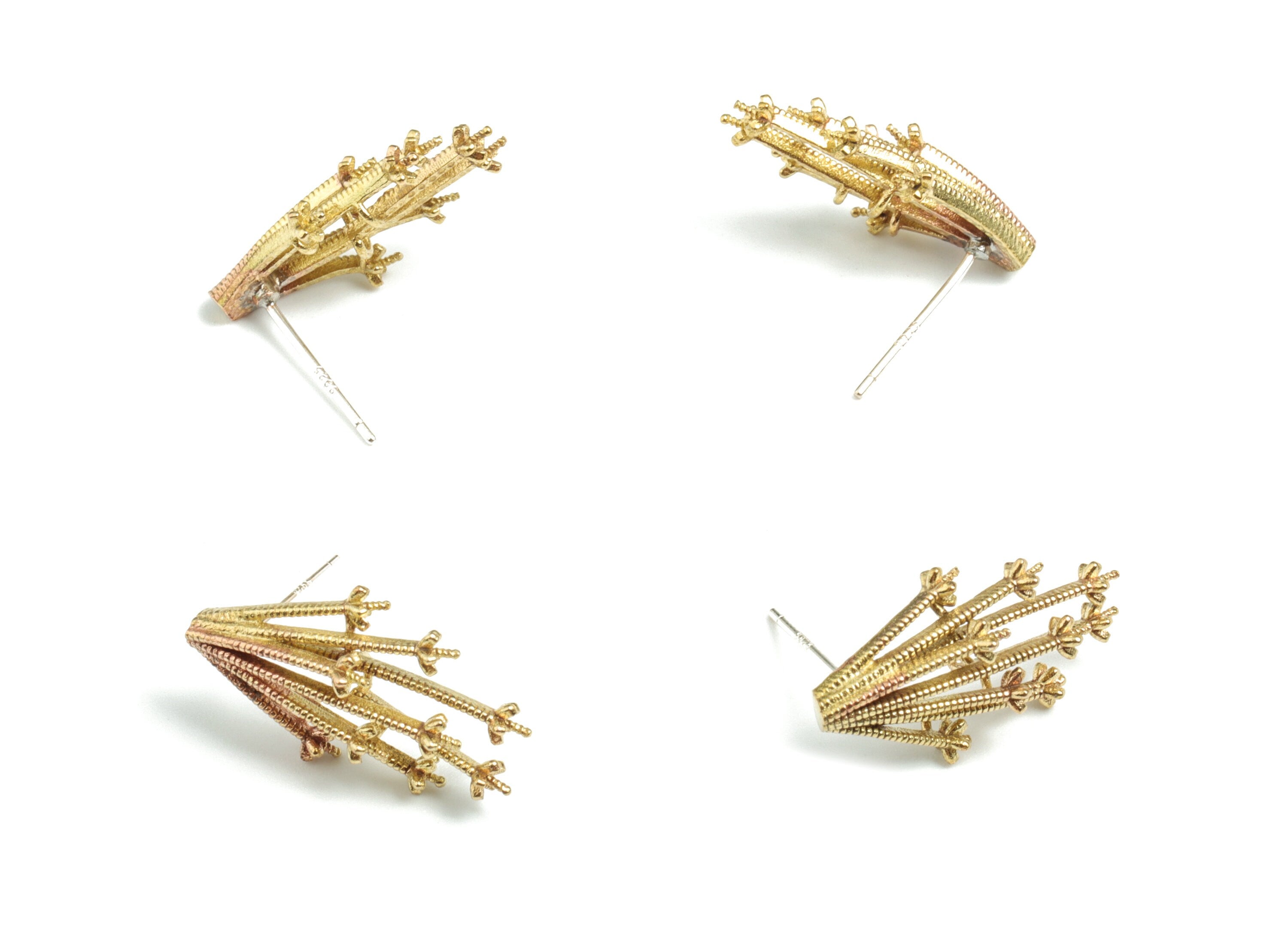 Brass Branch Earring Stud - Raw Brass Branch Earring Post - Earring Post - Jewelry Supplies - 20.61x14.76x5.78mm - PPCE021 - DOMEDBAZAAR