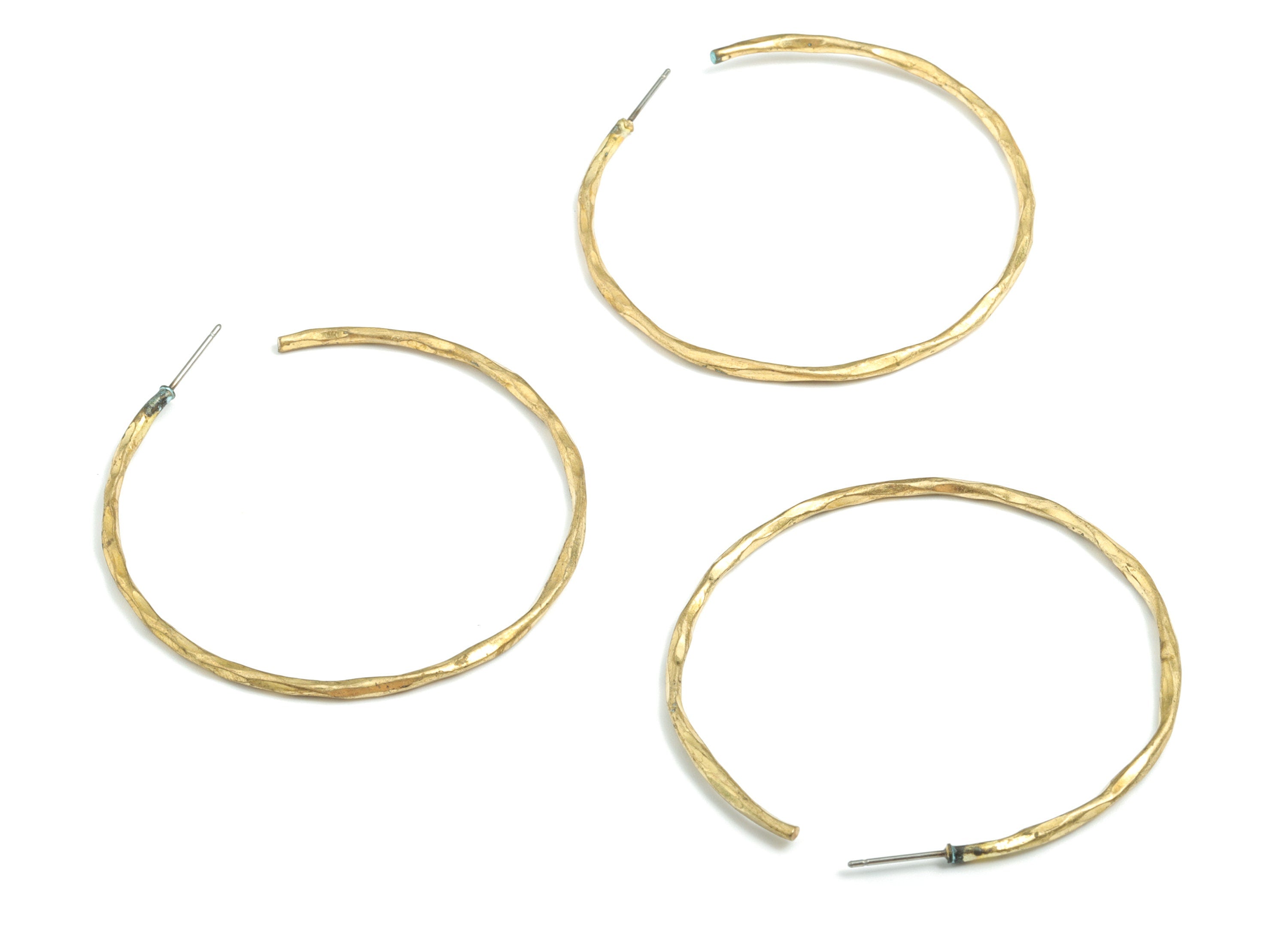 Brass Hoop Earring Stud - Raw Brass Hoop Earring Post - Earring Post - Jewelry Supplies - 53.18x53.18x1.77mm - PPMK009 - DOMEDBAZAAR