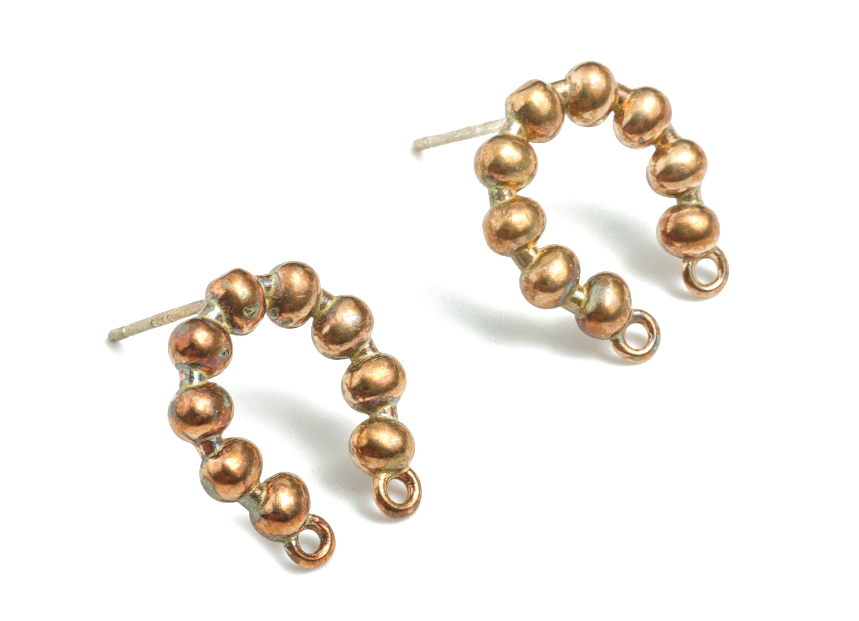 Brass Horsehoe Earring Stud With Loops - Raw Brass U Earring Post 2 Lopps - Earring Post - Jewelry Supplies - 15.64x14.74x3.11mm - PPCE087 - DOMEDBAZAAR