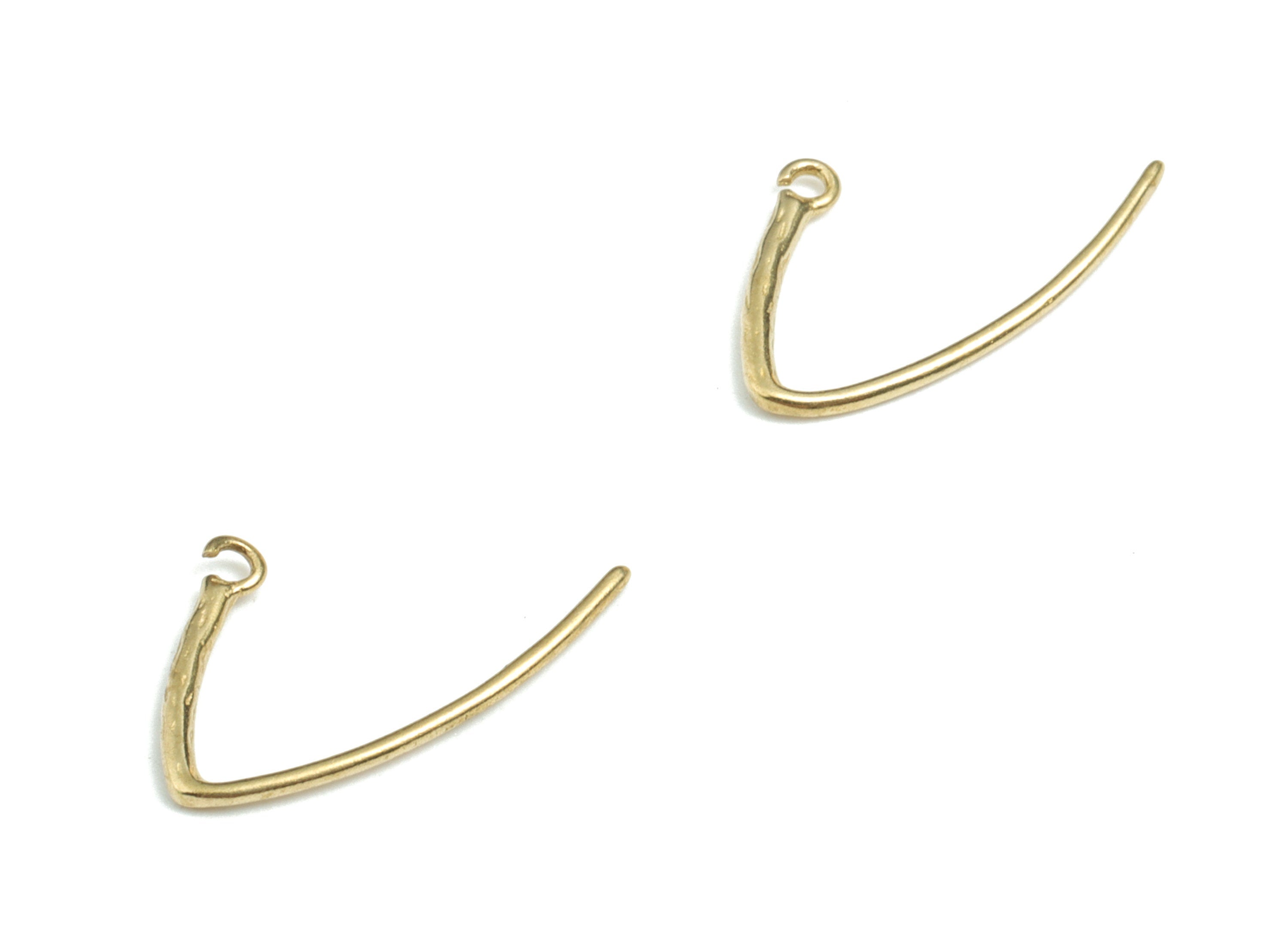 Brass Ear Wire With Loop - Raw Brass Earring Hook - Earring Hook - Jewelry Supplies - 17.26x10.3x1.22mm - PPYS135 - DOMEDBAZAAR