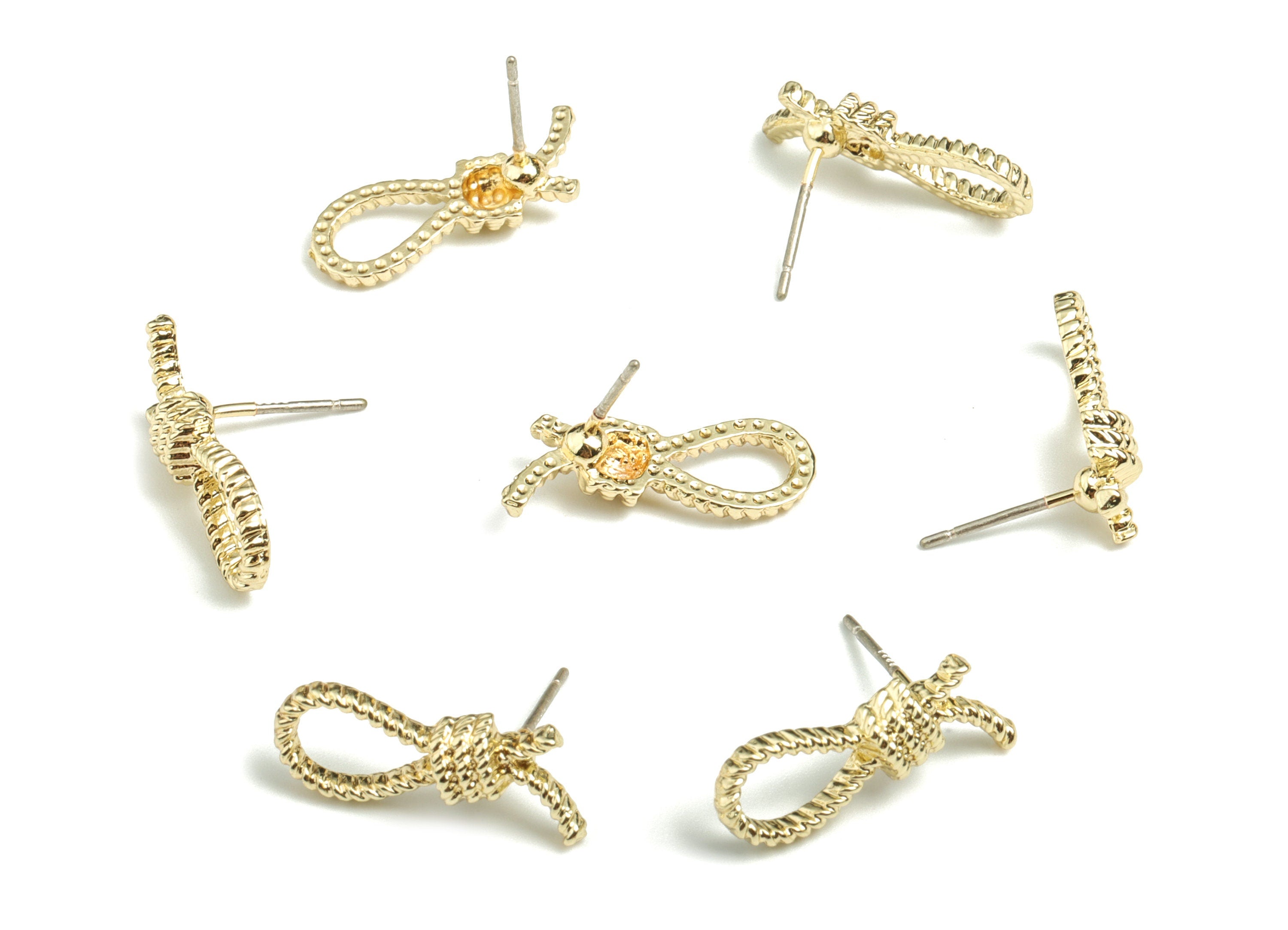 Alloy Knot Knot Earring Knot - Gold Alloy Knot Earring Post - Gold Tone Plated Alloy - Jewelry Supplies - 18.69x7.06x2.84mm - ZZ1740 - DOMEDBAZAAR