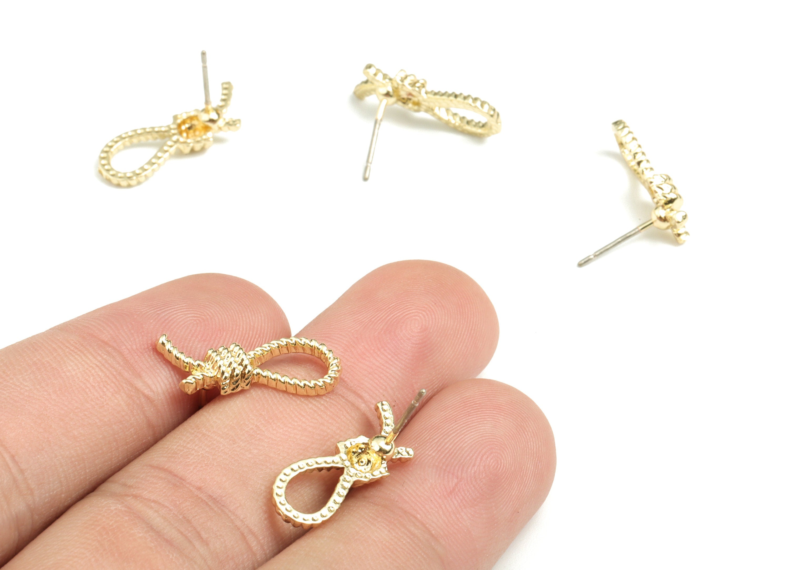 Alloy Knot Knot Earring Knot - Gold Alloy Knot Earring Post - Gold Tone Plated Alloy - Jewelry Supplies - 18.69x7.06x2.84mm - ZZ1740 - DOMEDBAZAAR