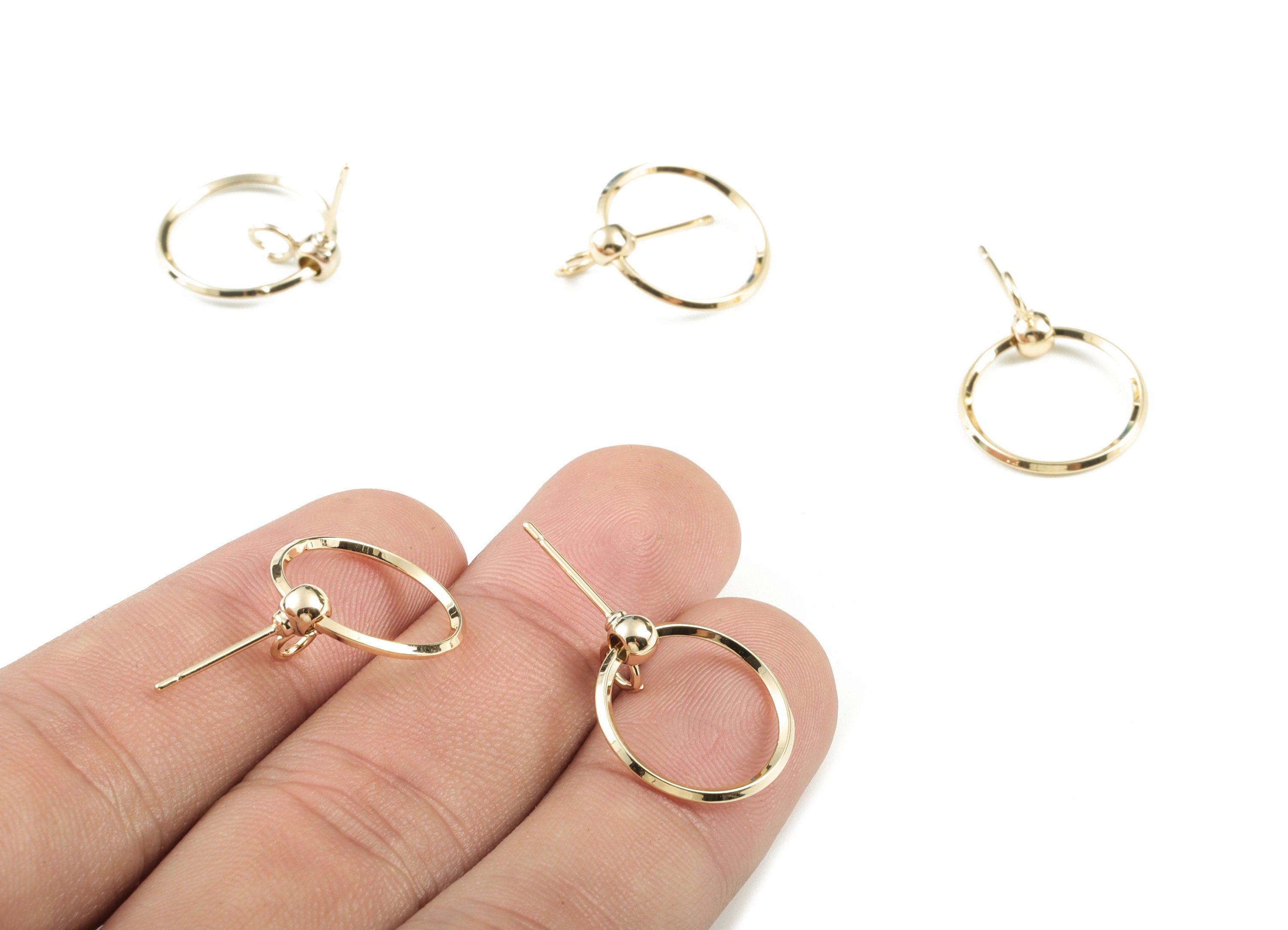 Brass Hoop Earring Stud - Gold Hoop Earring Stud - 18K Real Gold Plated Brass Chain - Jewelry Supplies - 27.89x16.03x8.58mm - RGP2723 - DOMEDBAZAAR