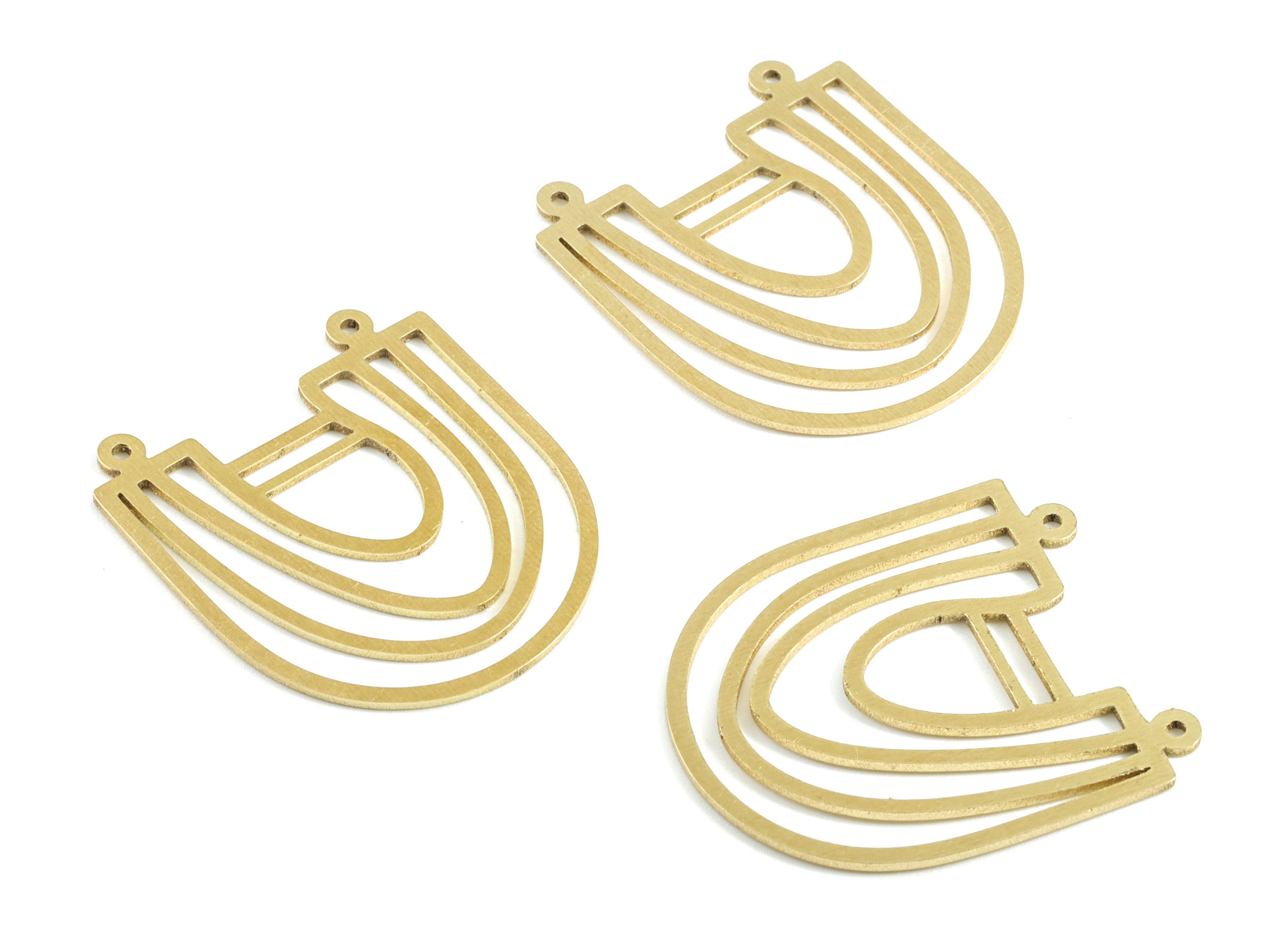 Brass Half Moon Earring Connector - Raw Brass U Semi Circle Pendant - Earring Findings - Jewelry Supplies - 31.79x27.67x0.83mm - PPM2832 - DOMEDBAZAAR