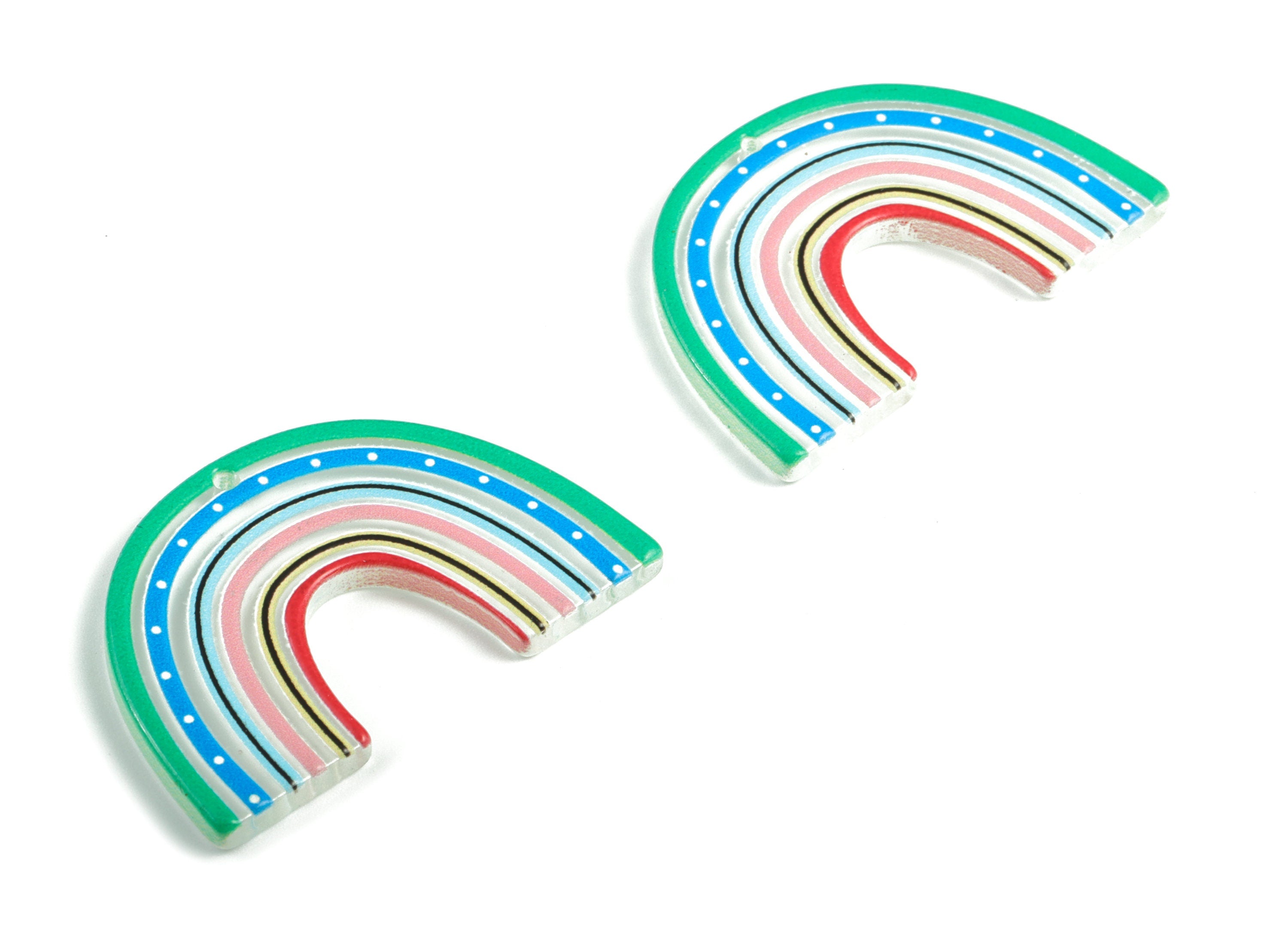 Acrylic Rainbow Earring Charms - Acrylic Candy Pandant - Earring Findings - Jewelry Supplies - 39.84x25.97x2.89mm - AC2018A - DOMEDBAZAAR