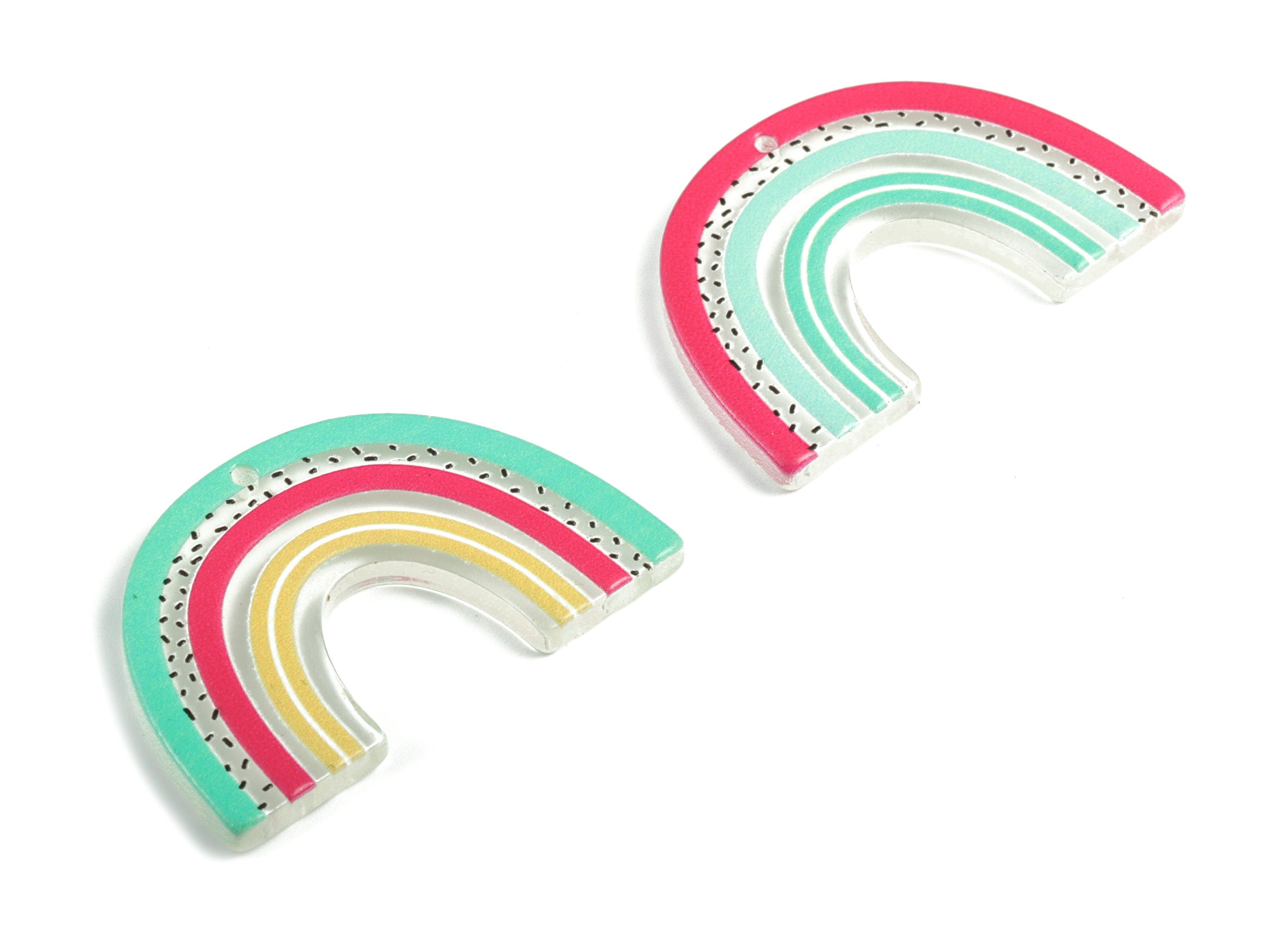 Acrylic Rainbow Earring Charms - Acrylic Candy Pendant - Earring Findings - Jewellery Supplies - 39.84x26.06x3.1mm - AC2018B - DOMEDBAZAAR