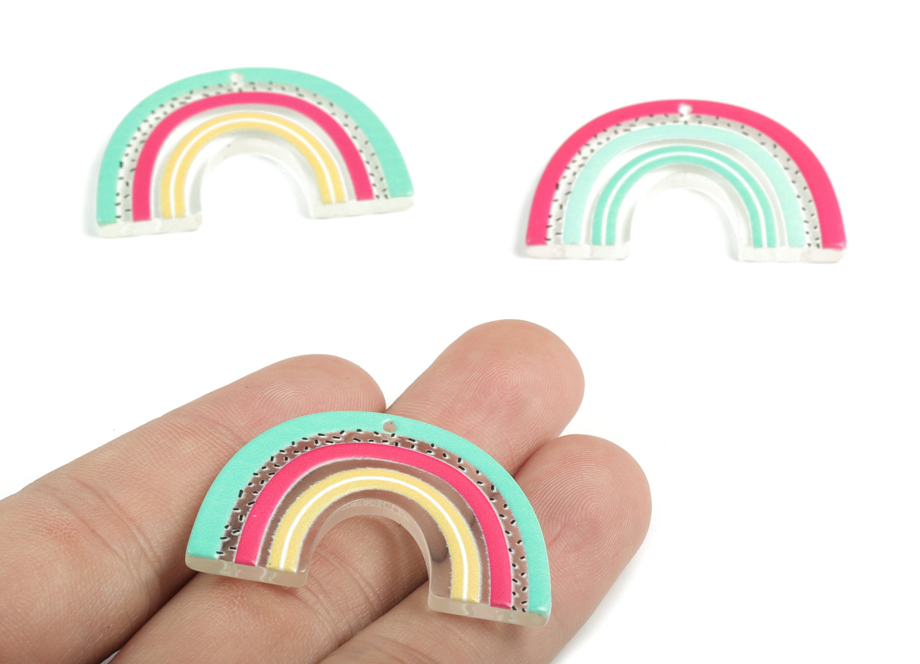 Acrylic Rainbow Earring Charms - Acrylic Candy Pendant - Earring Findings - Jewellery Supplies - 39.84x26.06x3.1mm - AC2018B - DOMEDBAZAAR