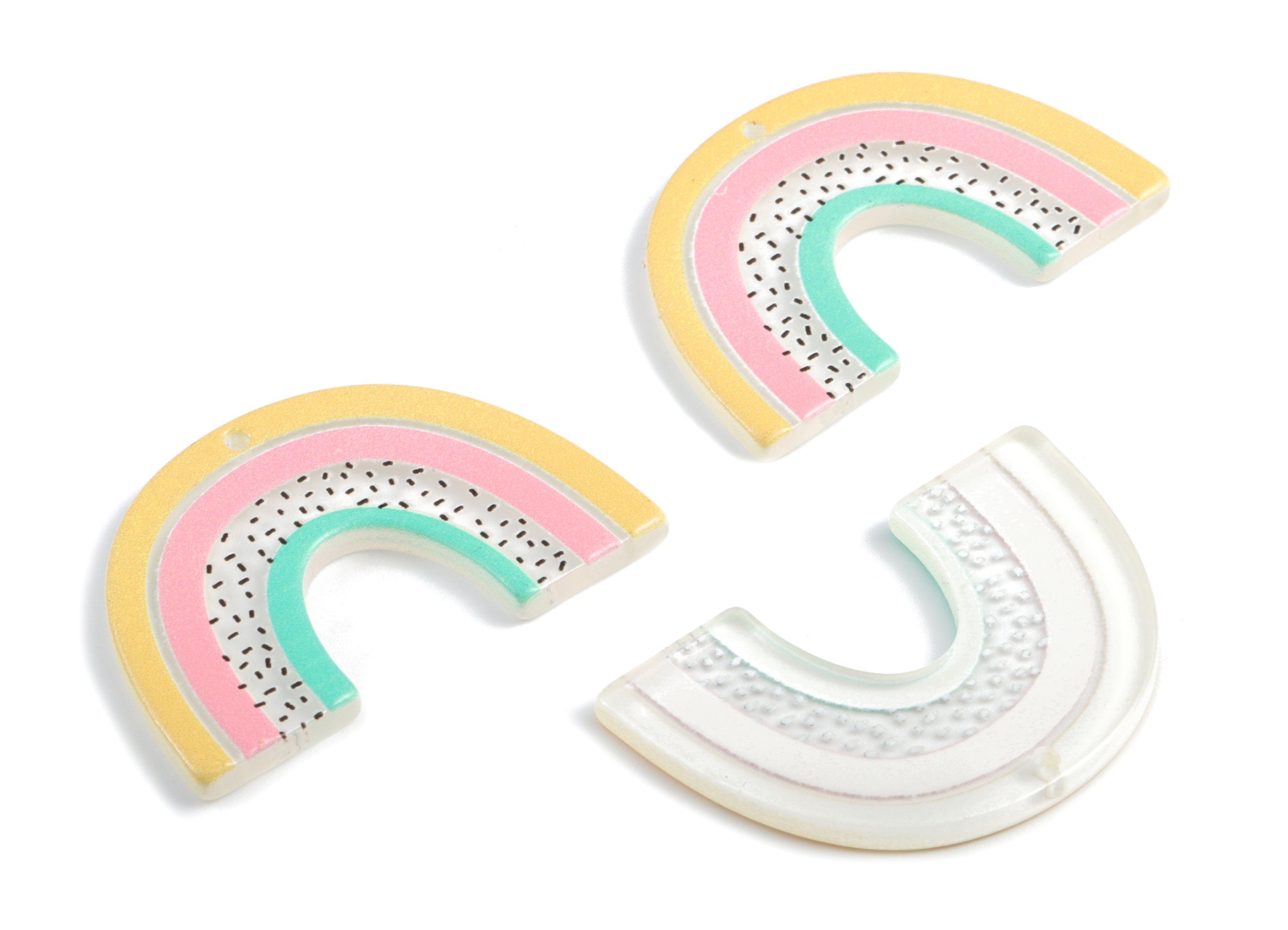 Acrylic Rainbow Earring Charms - Acrylic Candy Pendant - Earring Findings - Jewellery Supplies - 39.73x25.92x2.82mm - AC2018C - DOMEDBAZAAR