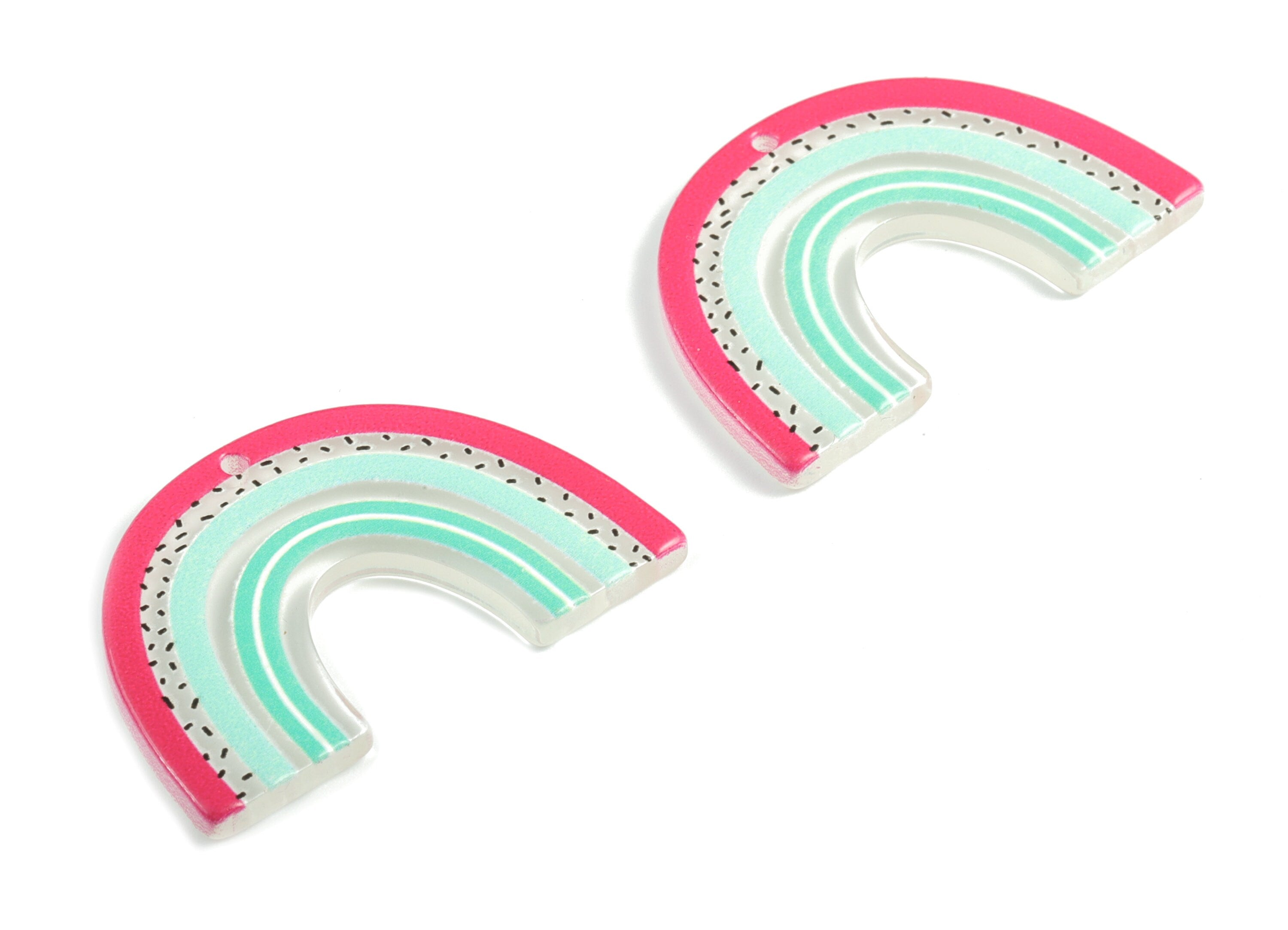 Acrylic Rainbow Earring Charms - Acrylic Candy Pandant - Earring Findings - Jewelry Supplies - 39.78x26.04x2.9mm - AC2018D - DOMEDBAZAAR