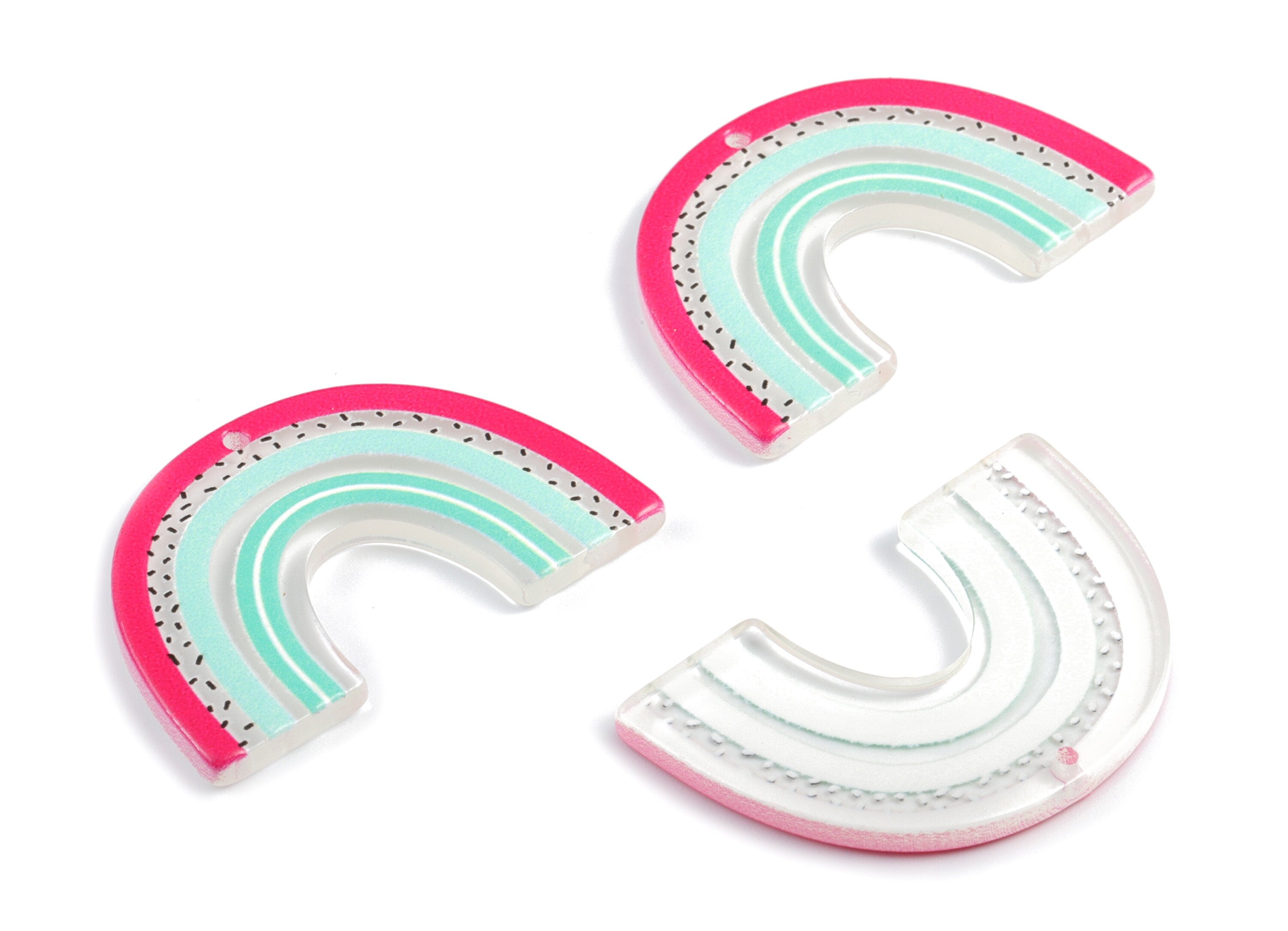 Acrylic Rainbow Earring Charms - Acrylic Candy Pandant - Earring Findings - Jewelry Supplies - 39.78x26.04x2.9mm - AC2018D - DOMEDBAZAAR