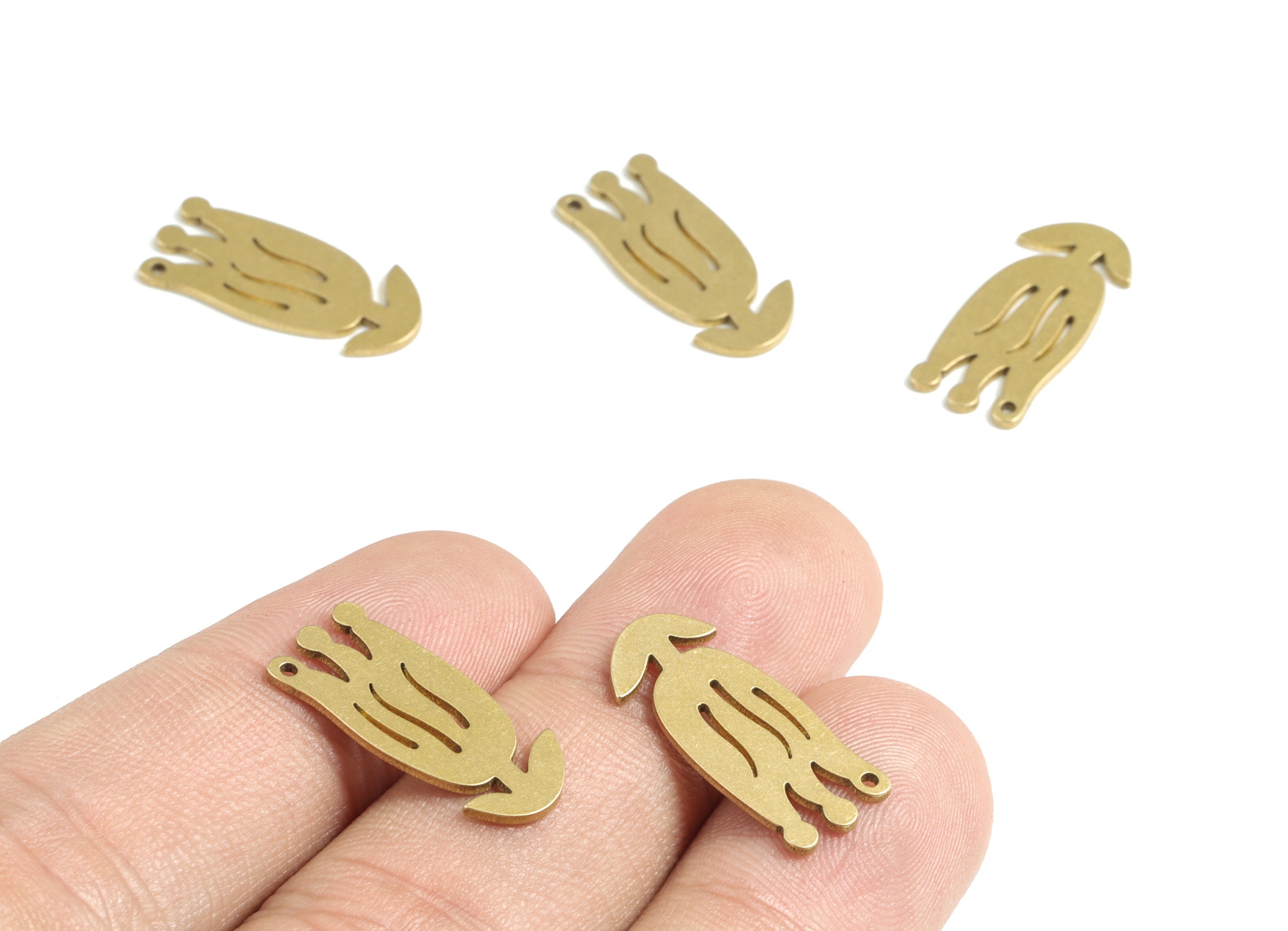 Brass Flower Earring Charms - Raw Brass Lotus Pendant - Earrings Finding - Jewelry Supplies - 20.52x9.02x0.82mm - PPM3133 - DOMEDBAZAAR
