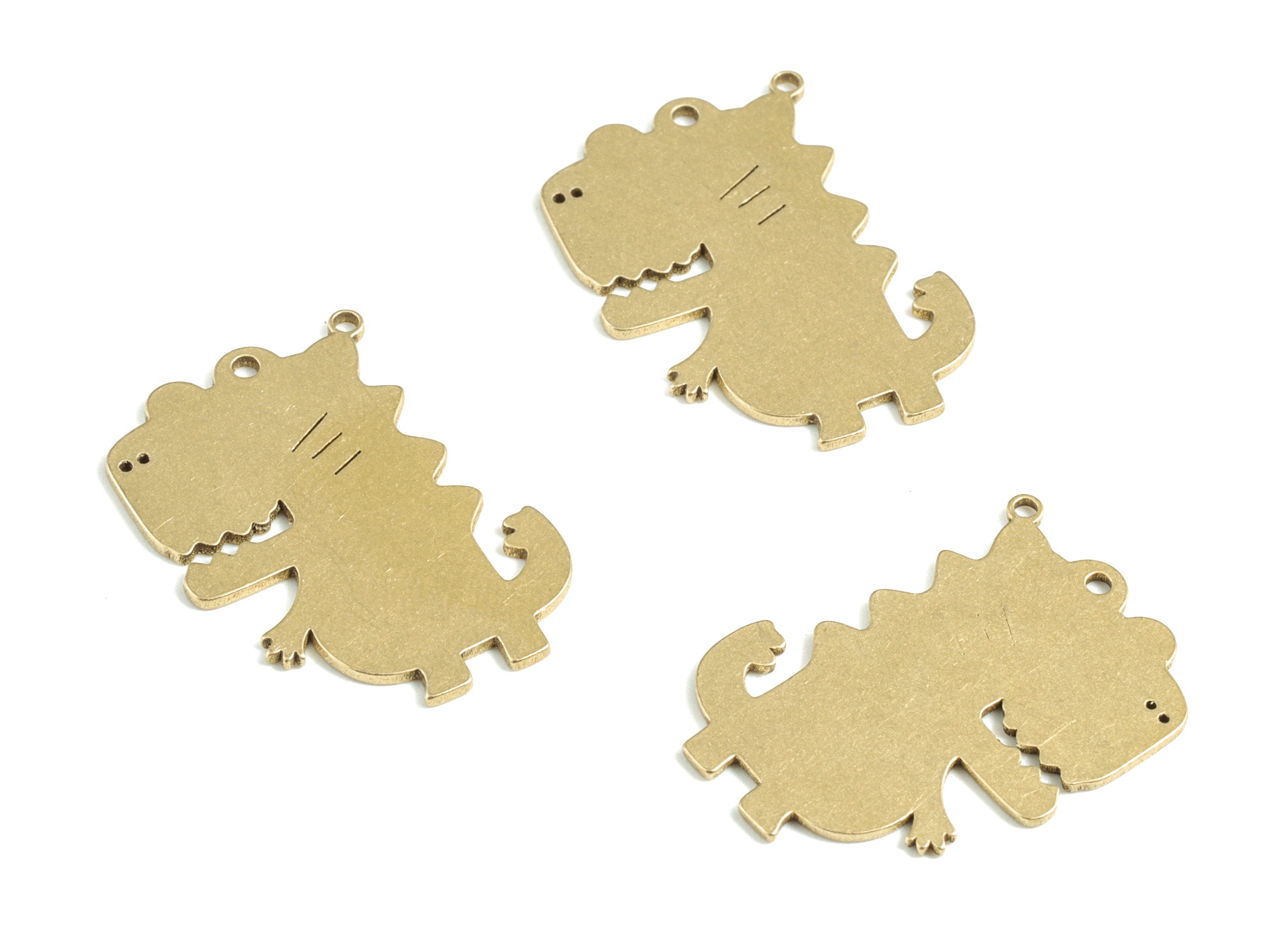 Brass Crocodile Earring Charms - Raw Brass Alligator Pendant - Earrings Finding - Jewelry Supplies - 24.94x17.76x0.83mm - PPM3128 - DOMEDBAZAAR