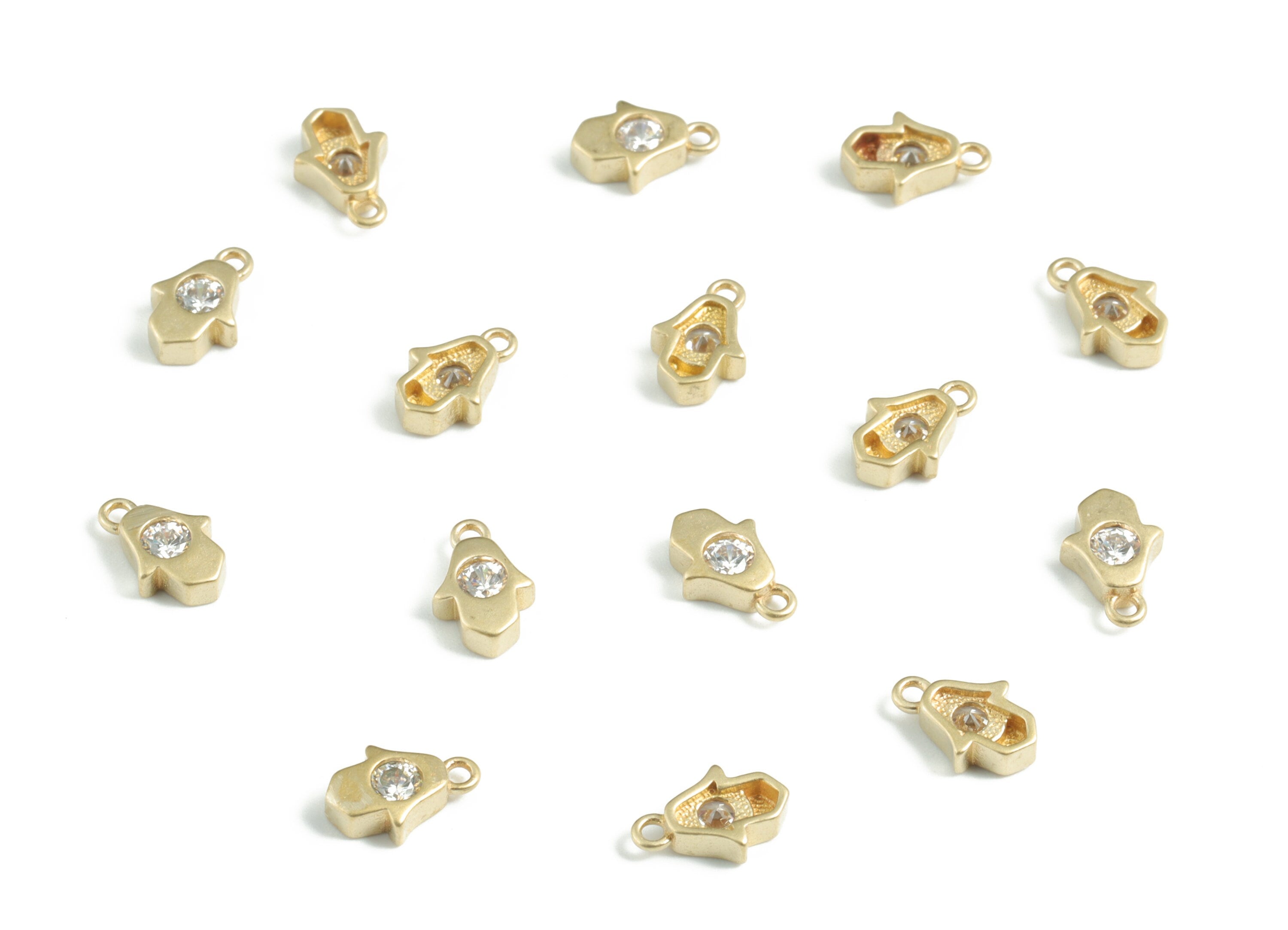 Brass Mini Oval Earring Charms With Zircons - Raw Brass Mini Oval Bracelet - Jewelry Supplies - 9.04x 6.02x2.51mm - PP3592 - DOMEDBAZAAR