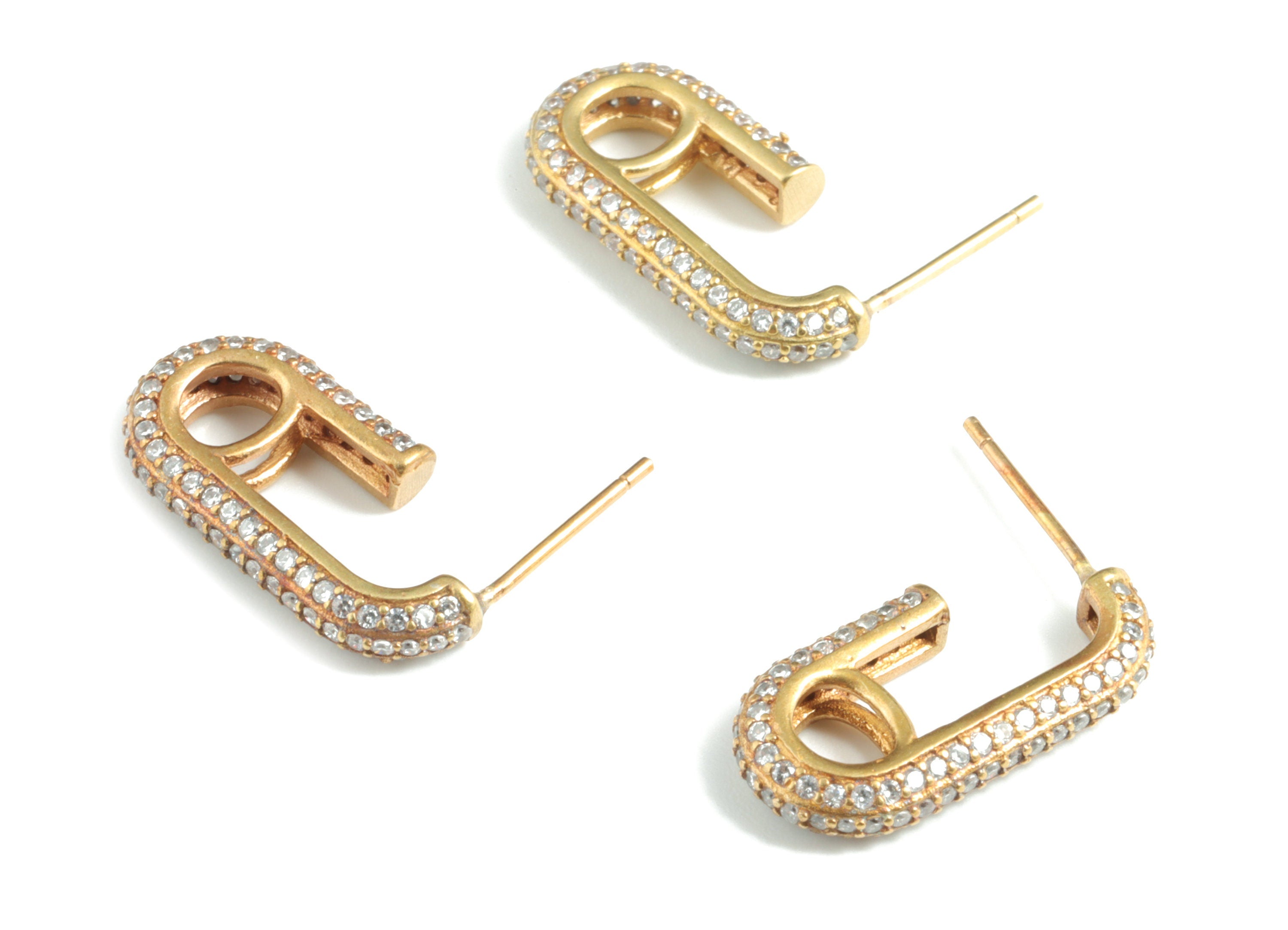 Brass Oval Earring Stud Whit Zironn - Raw Brass Oval Earring Post - Earring Post - Jewelry Supplies - 19.62x16.05x3.12mm - PP3590 - DOMEDBAZAAR