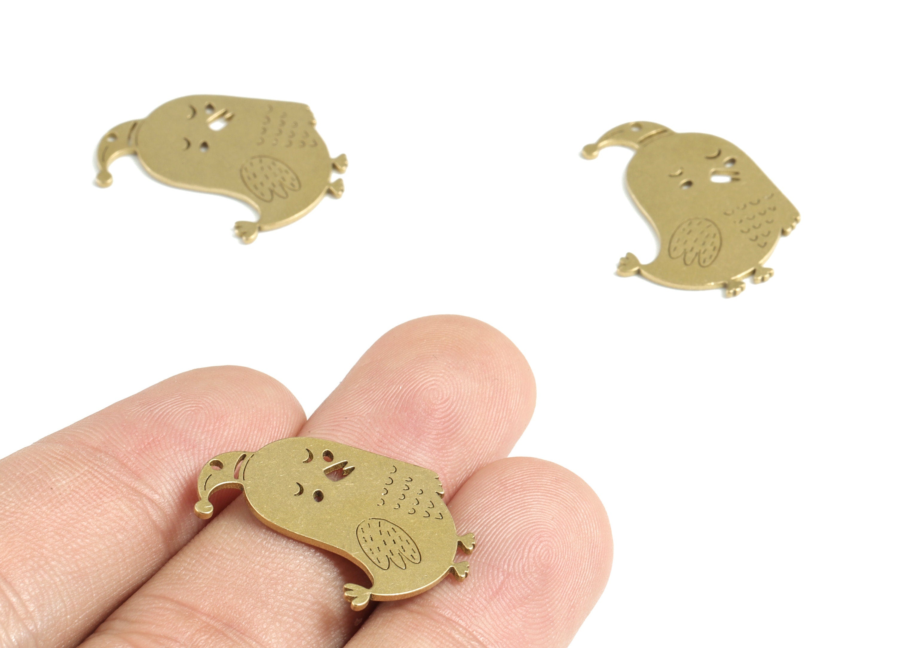 Brass Chick Earring Charms - Raw Brass Chick Pendant - Earrings Finding - Jewelry Supplies - 25.31x19.58x0.82mm - PPM3116 - DOMEDBAZAAR