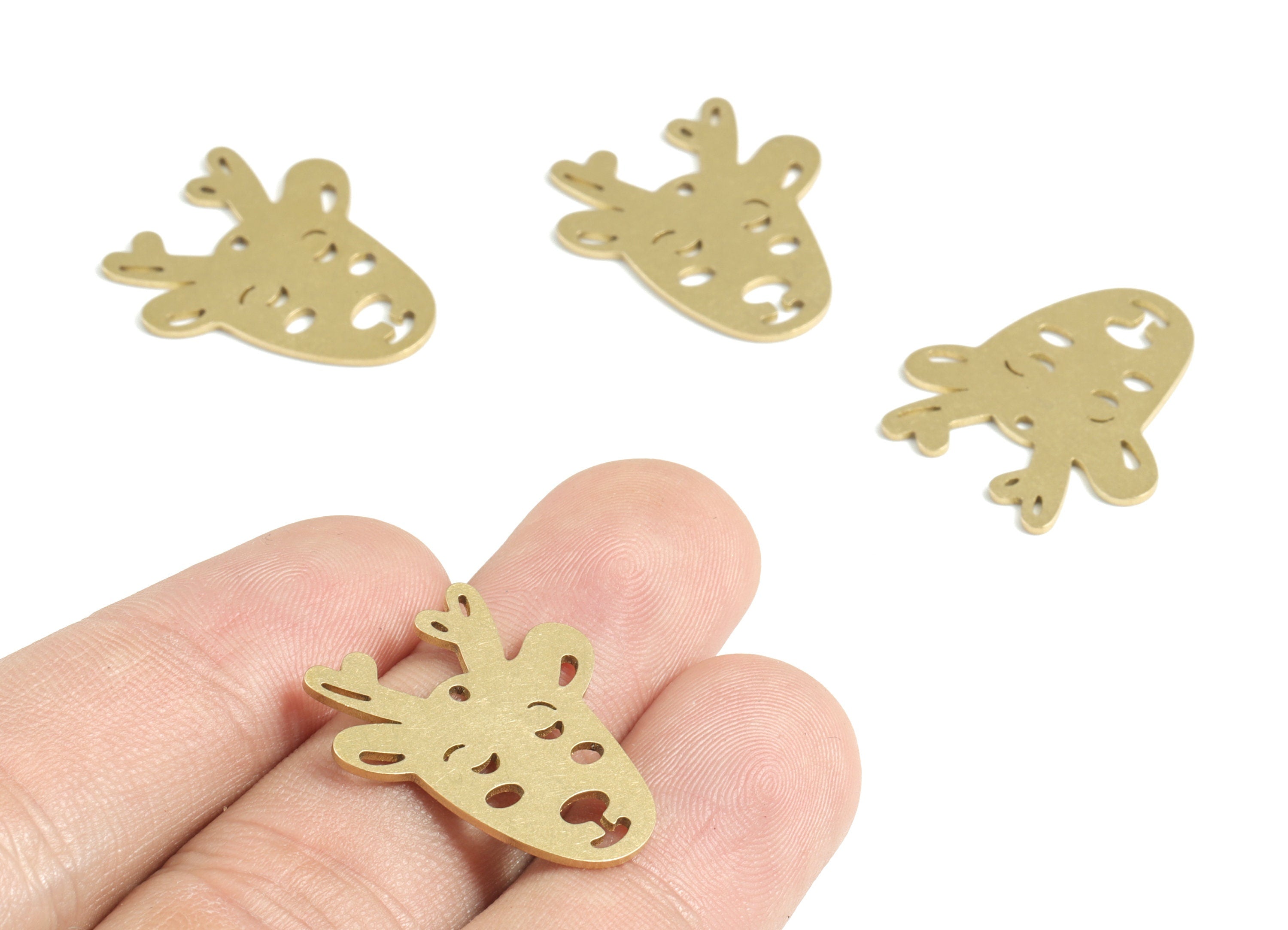 Brass Giraffe Earring Charms - Raw Brass Giraffe Pendant - Earrings Finding - Jewelry Supplies - 24.57x22.09x0.81mm - PPM3138 - DOMEDBAZAAR