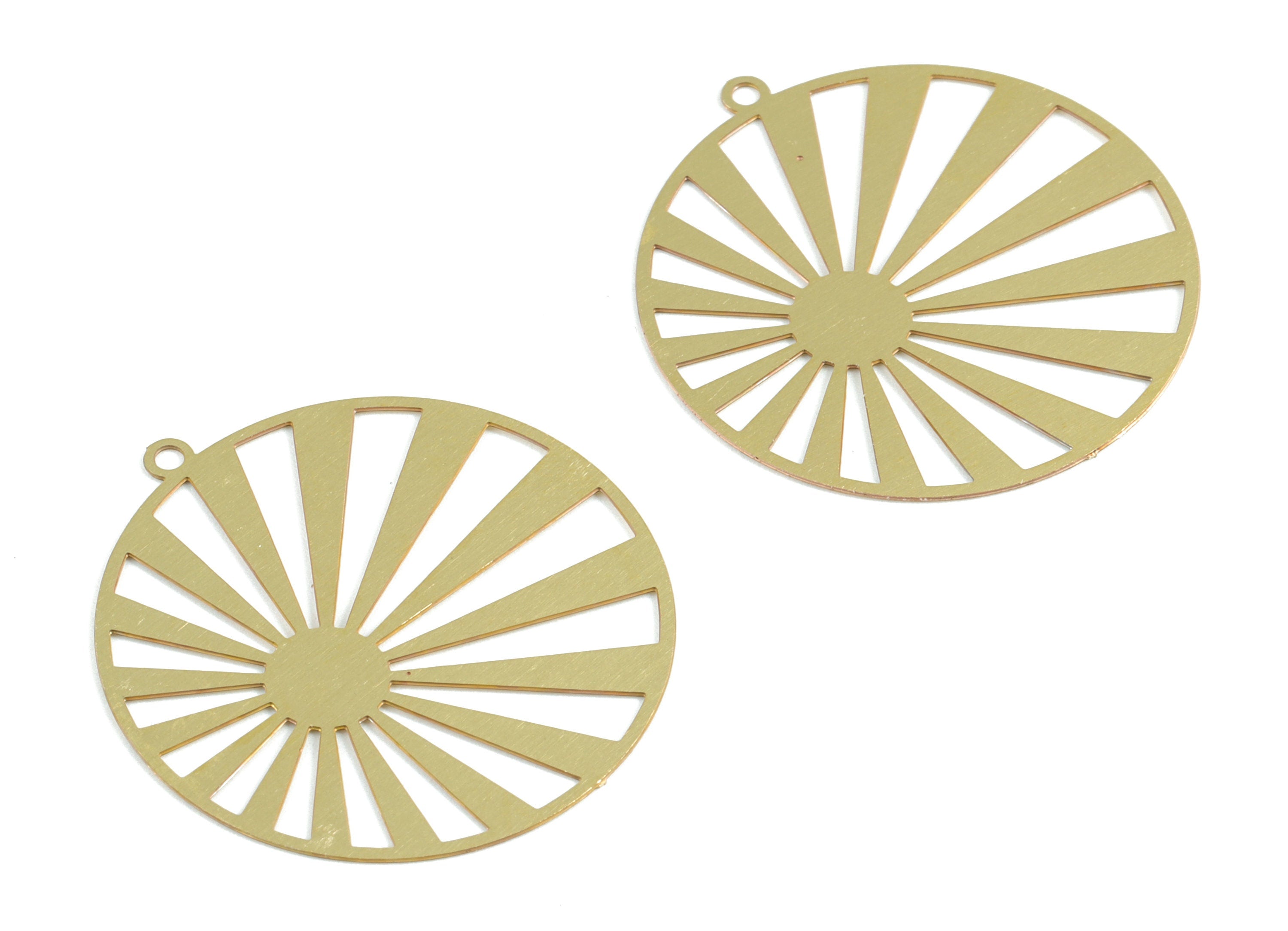 Brass Sun Earring Charms - Raw Brass Sun Pendant - Earring Findings - Jewelry Supplies - 30x27.96x0.3mm - JJB6291 - DOMEDBAZAAR