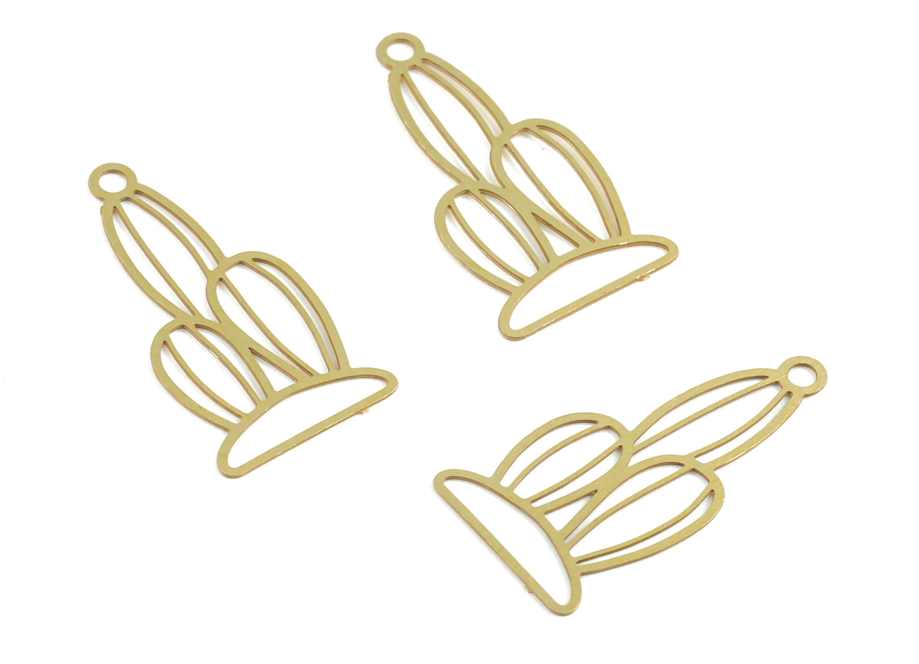 Brass Cactus Earring Charms - Raw Brass Cactus Pendant - Earring Findings - Jewelry Supplies - 20.04x10.4x0.29mm - JJC11757 - DOMEDBAZAAR