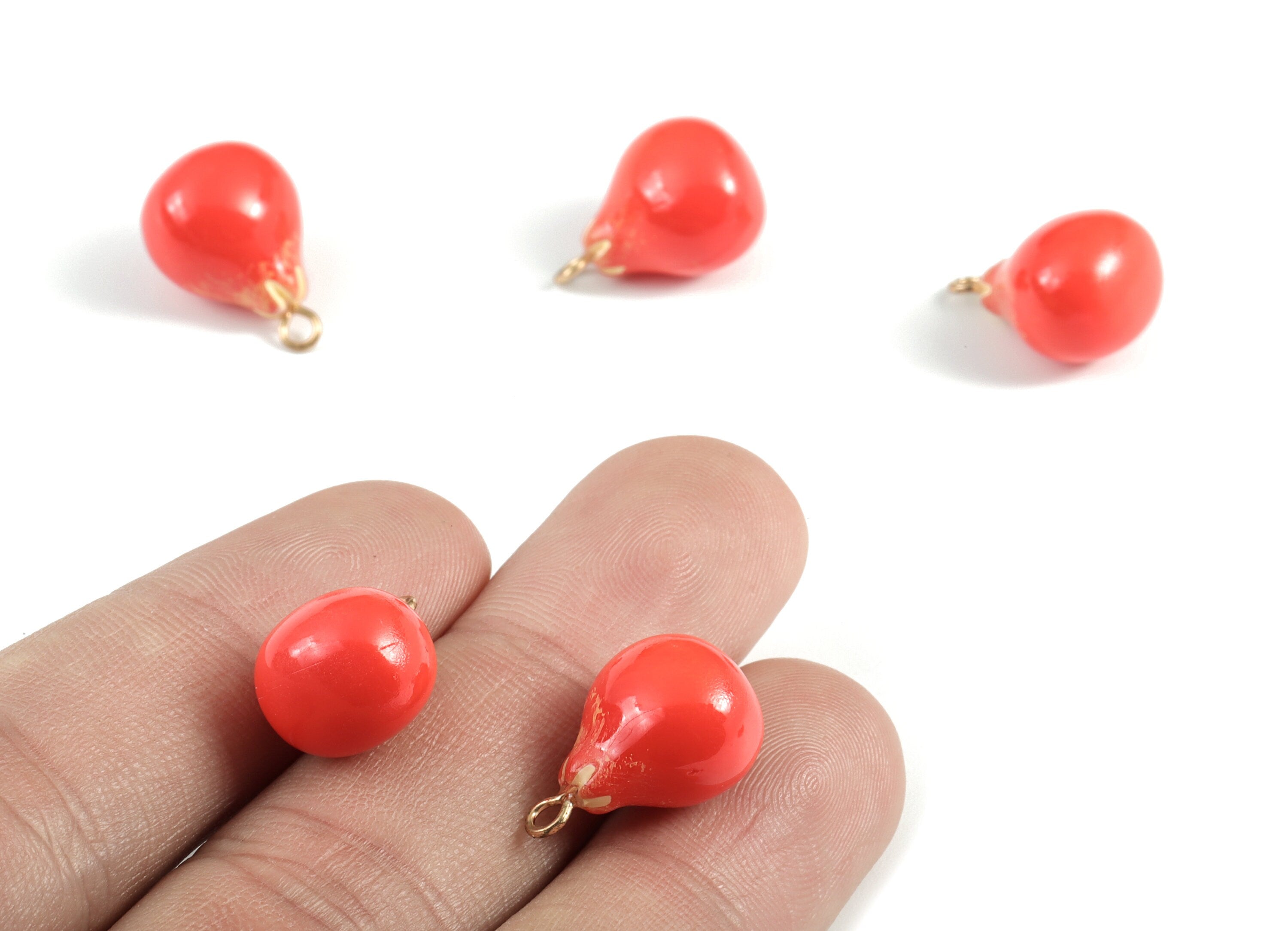 Acrylic Pomegranate Earring Charms - Pomegranate Pendant - Earring Findings - Jewelry Supplies - 17.2x12.3x10.6mm - AC1992 - DOMEDBAZAAR