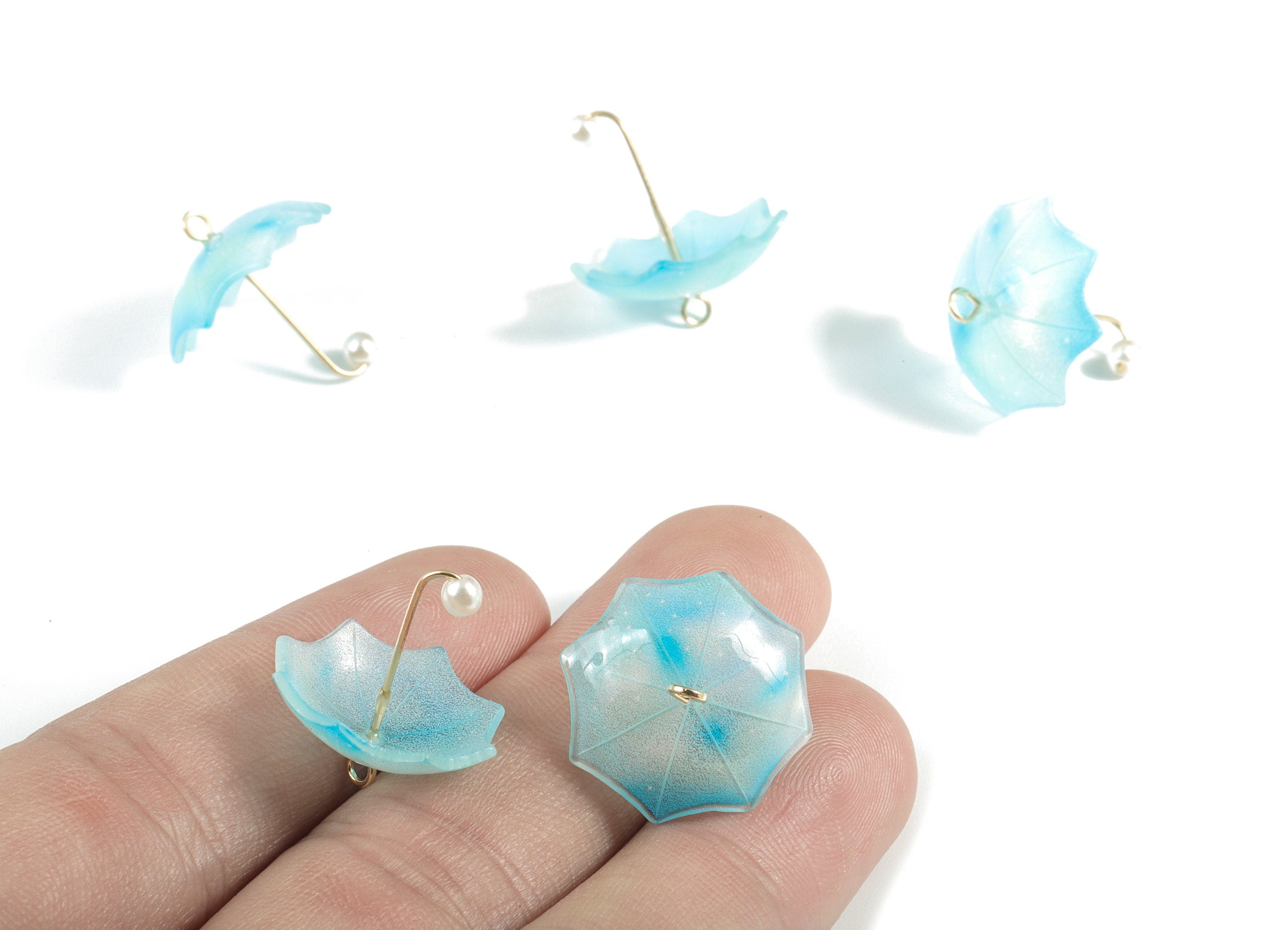 Acrylic Umbrella Earring Charms - Acrylic Umbrella Pendant - Earring Findings - Jewelry Supplies - 18.82x20.75x8.28mm - AC1983B - DOMEDBAZAAR