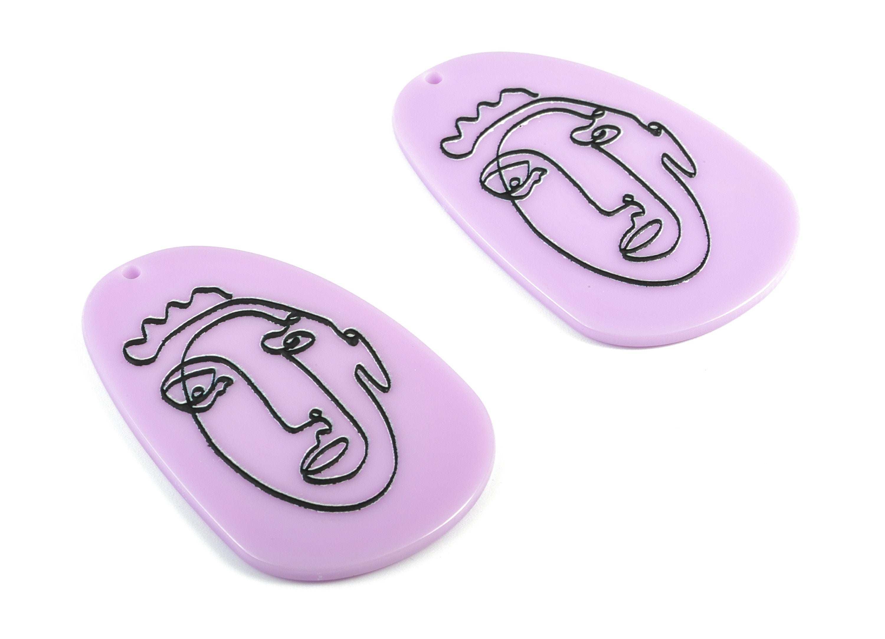 Acrylic Head Earring Charms - Acrylic Oval Face Pendant - Earring Findings - Jewelry Supplies - 54.17x35.49x2.22mm - AC1987 - DOMEDBAZAAR