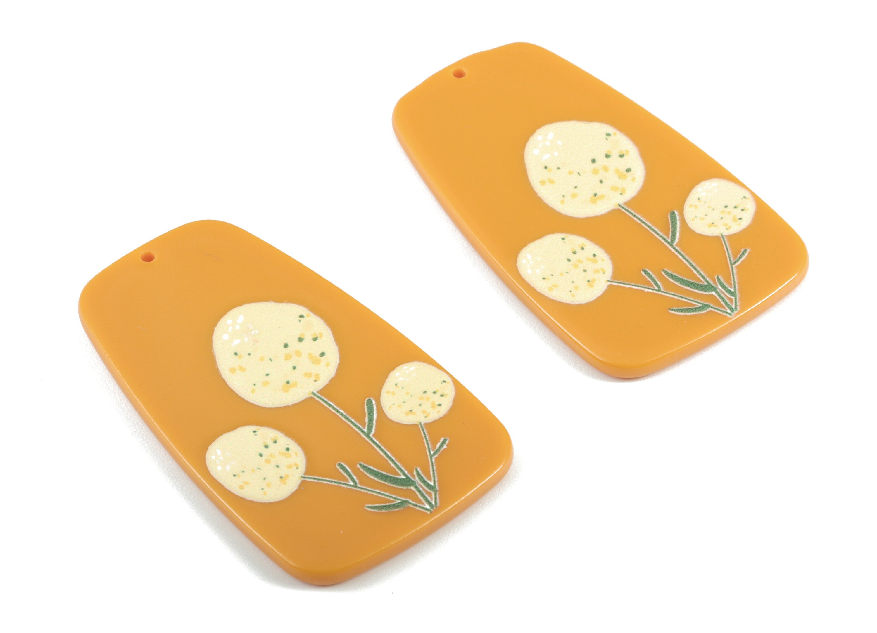 Acrylic Flower Earring Charms - Acrylic Geometry Pandant - Earring Findings - Jewelry Supplies - 45.52x27.77x2.42mm - AC2007 - DOMEDBAZAAR