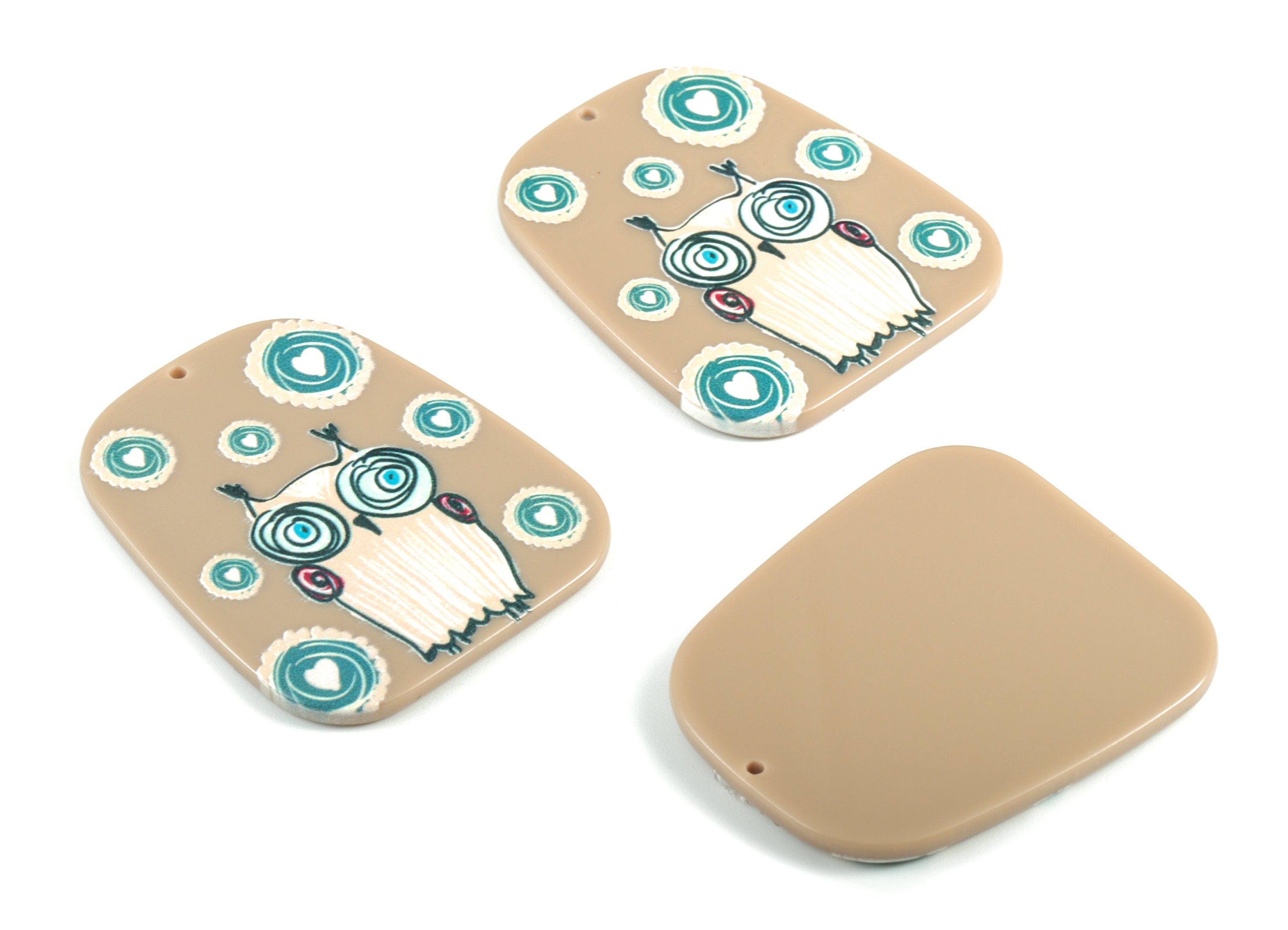 Acrylic Owl Earring Charms - Acrylic Geometry Pandant - Earring Findings - Jewelry Supplies - 42.84x35.75x2.74mm - AC2008 - DOMEDBAZAAR