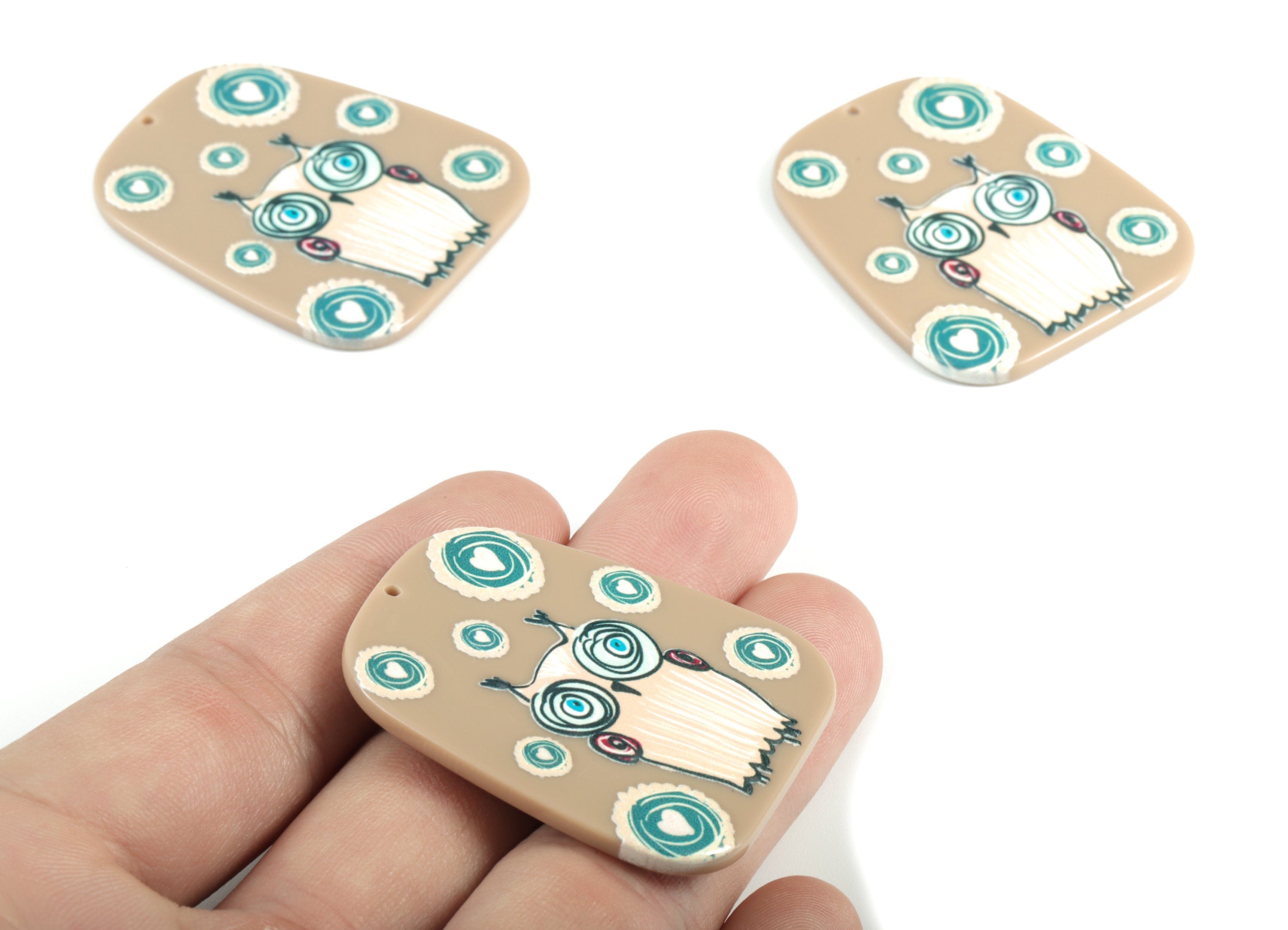 Acrylic Owl Earring Charms - Acrylic Geometry Pandant - Earring Findings - Jewelry Supplies - 42.84x35.75x2.74mm - AC2008 - DOMEDBAZAAR