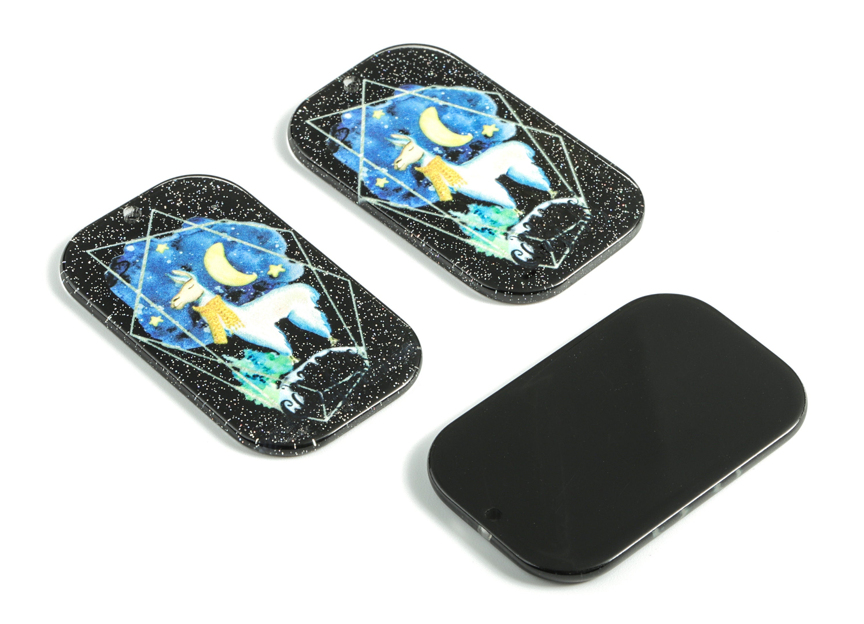 Acrylic Oval Earring Charms - Acrylic Moon Star Donkey Pandant - Earring Findings - Jewelry Supplies - 49.85x30.43x2.9mm - AC1985 - DOMEDBAZAAR