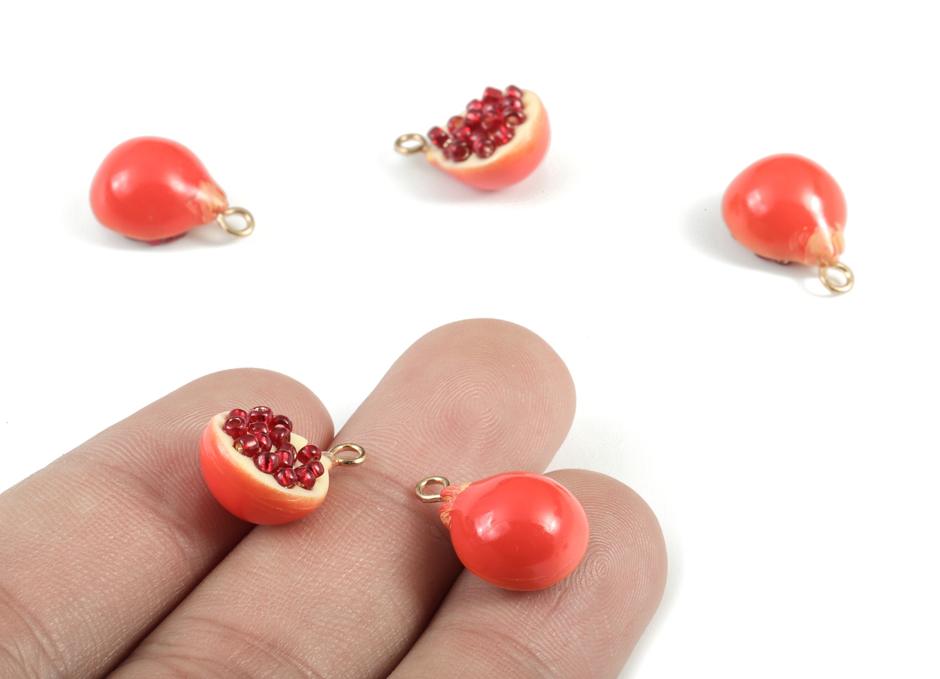 Acrylic Pomegranate Earring Charms - Pomegranate Pendant - Earring Findings - Jewelry Supplies - 16.3x11.65x7.84mm - AC1993 - DOMEDBAZAAR